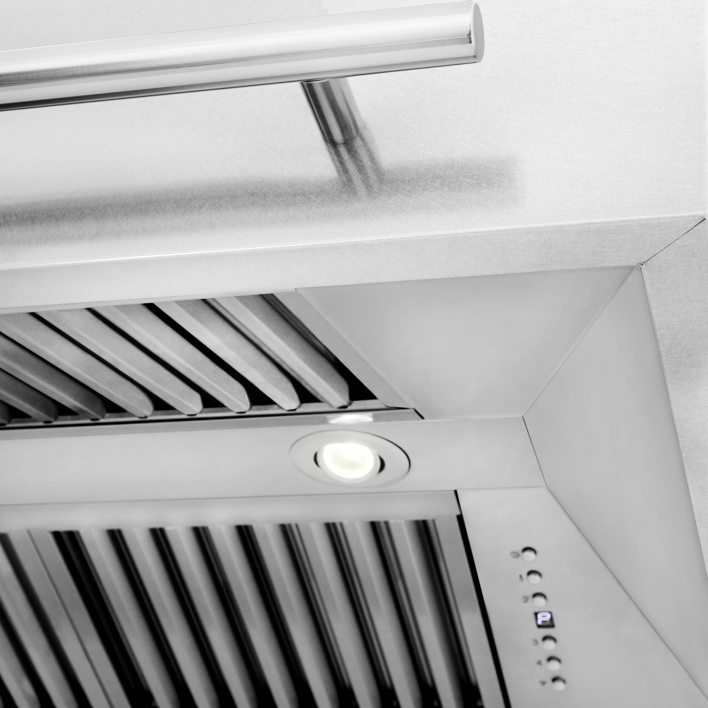ZLINE 36 in. Wall Mount Range Hood Satin Stainless Steel 400 CFM Stainless Steel Handle (8654SNX-36)