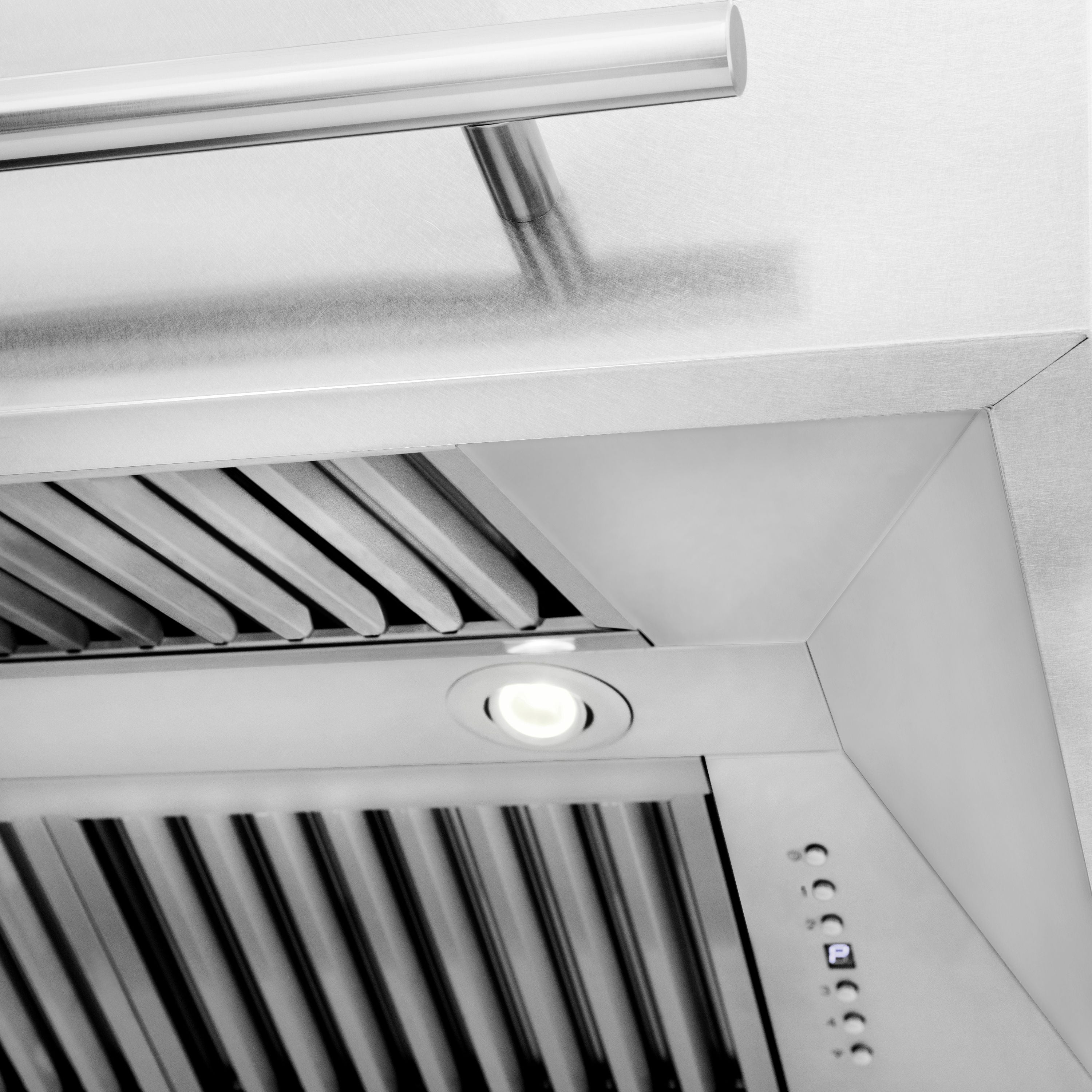 ZLINE 36 Inch Wall Mount Range Hood Satin Stainless Steel White Matte Shell Stainless Steel Handle (8654SNX-WM-36)