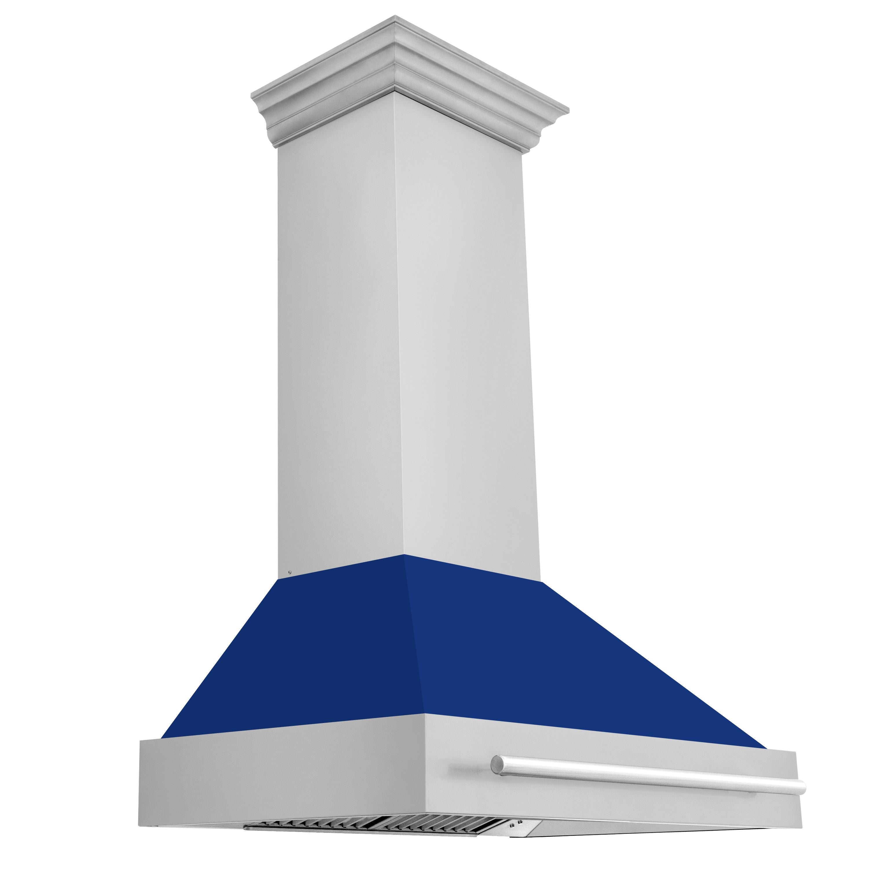 ZLINE 36 in. Wall Mount Range Hood Stainless Steel Blue Gloss Shell 4-Speed 700 CFM (8654STX-BG36)