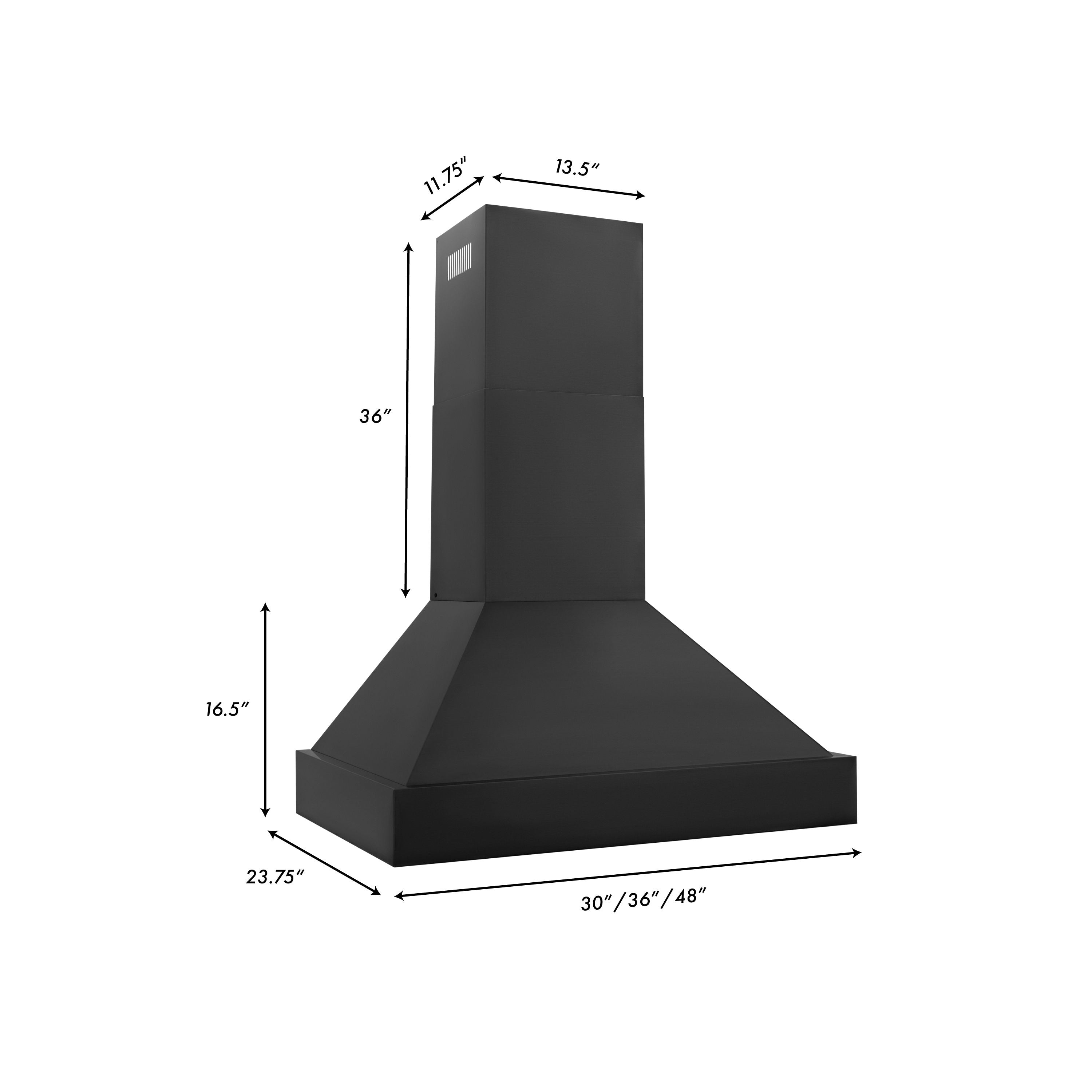 ZLINE 36 in Wall Mount Range Hood 700 CFM Black Stainless Steel (BS655N-36)