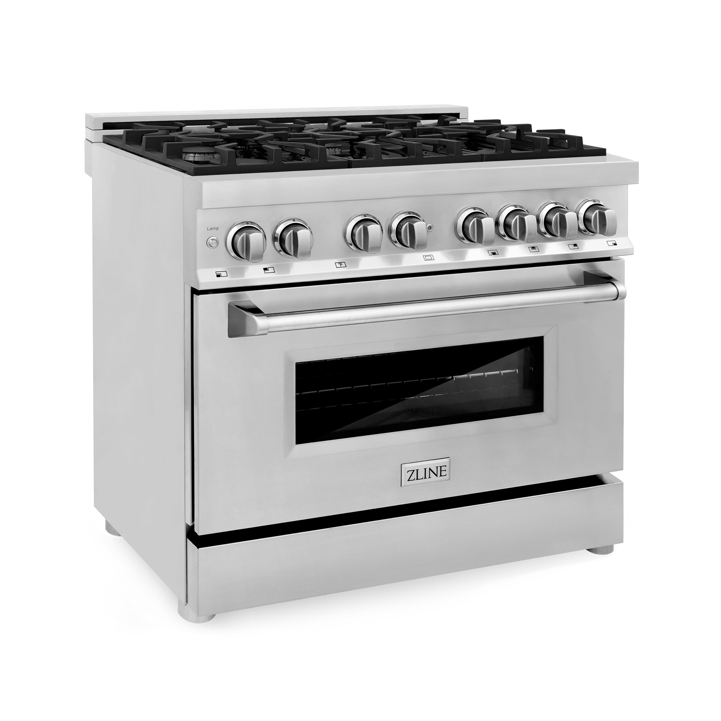 ZLINE Kitchen and Bath 36" Dual Fuel Range, 6 Gas Burners, Electric Convection Oven, Stainless Steel (RA36)