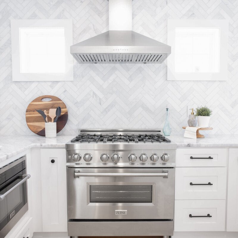 ZLINE Kitchen and Bath 36" Dual Fuel Range, 6 Gas Burners, Electric Convection Oven, Stainless Steel (RA36)