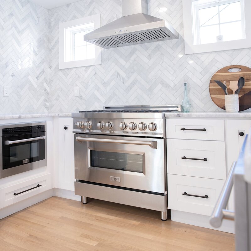 ZLINE Kitchen and Bath 36" Dual Fuel Range, 6 Gas Burners, Electric Convection Oven, Stainless Steel (RA36)
