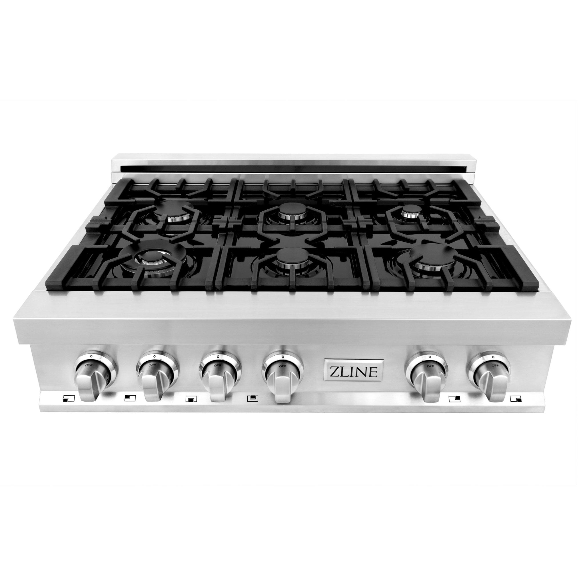 ZLINE Appliance Package - 36 In. Rangetop, Range Hood, Refrigerator with Water and Ice Dispenser and Double Wall Oven, 4KPRW-RTRH36-AWD