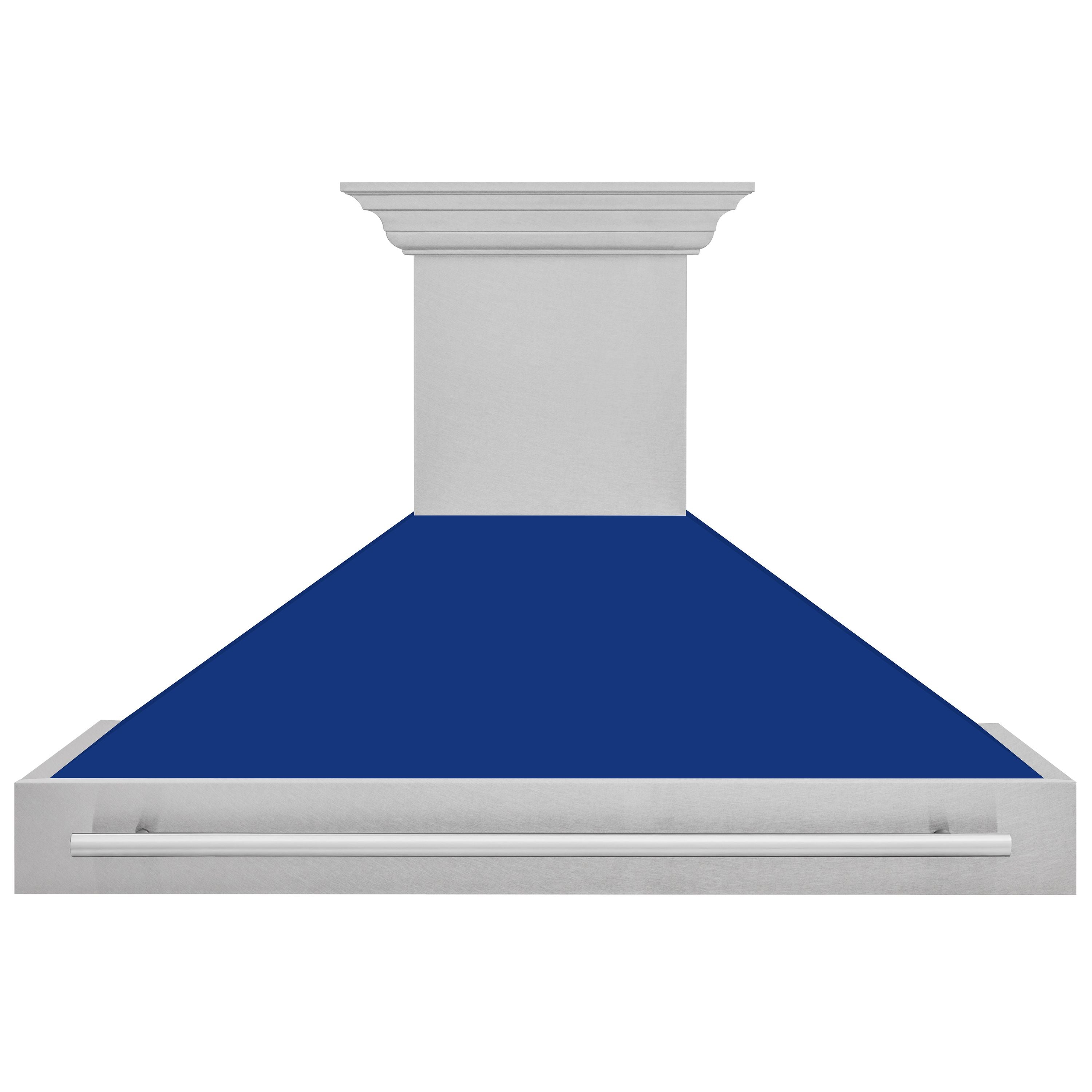 ZLINE 48 in Wall Mount Range Hood 700 CFM Satin Stainless Steel Blue Gloss Shell Stainless Steel Handle (8654SNX-BG-48)
