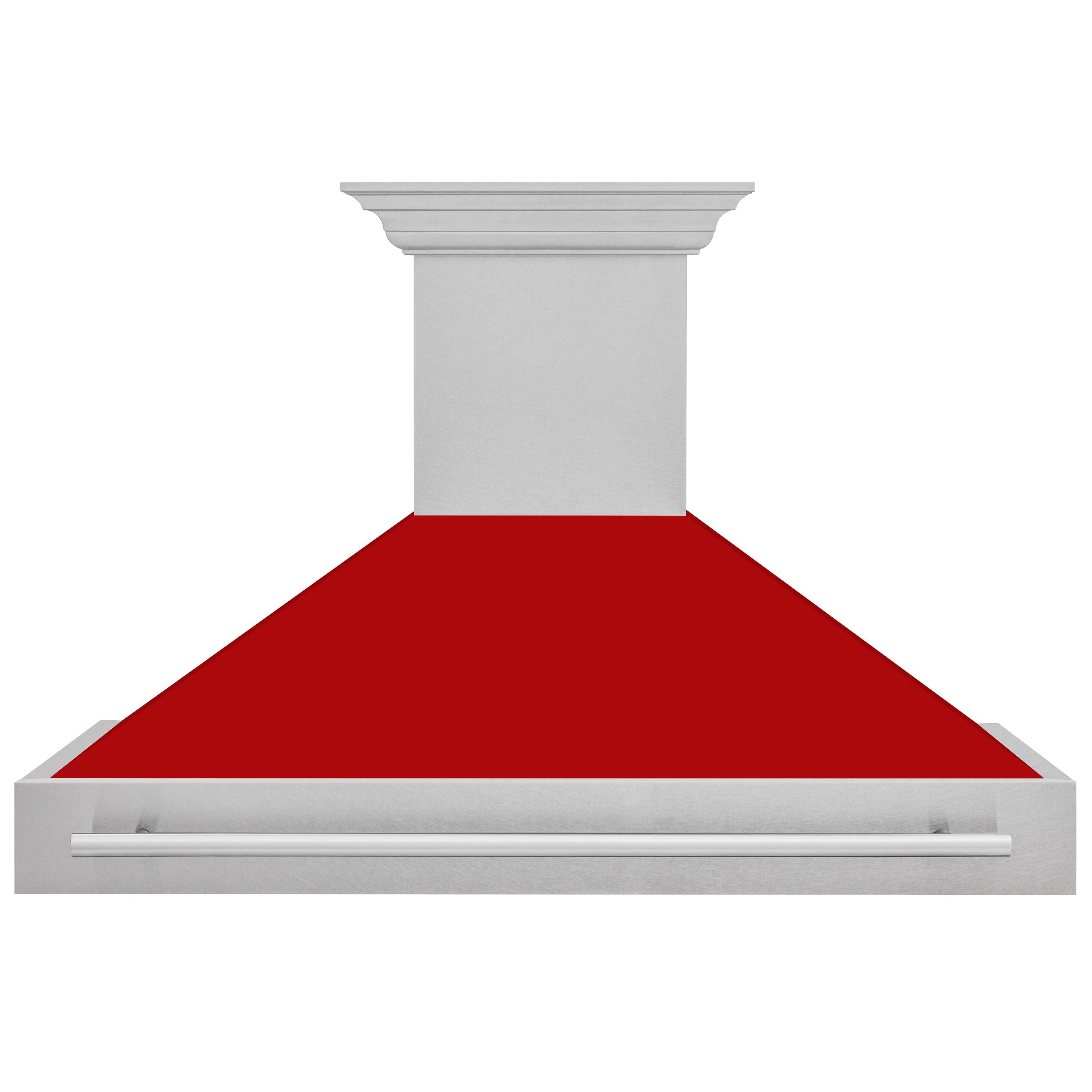 ZLINE 48 in Wall Mount Range Hood 400 CFM Satin Stainless Steel Red Matte Shell LED Lighting Dishwasher Safe Filters (8654SNX-RM-48)