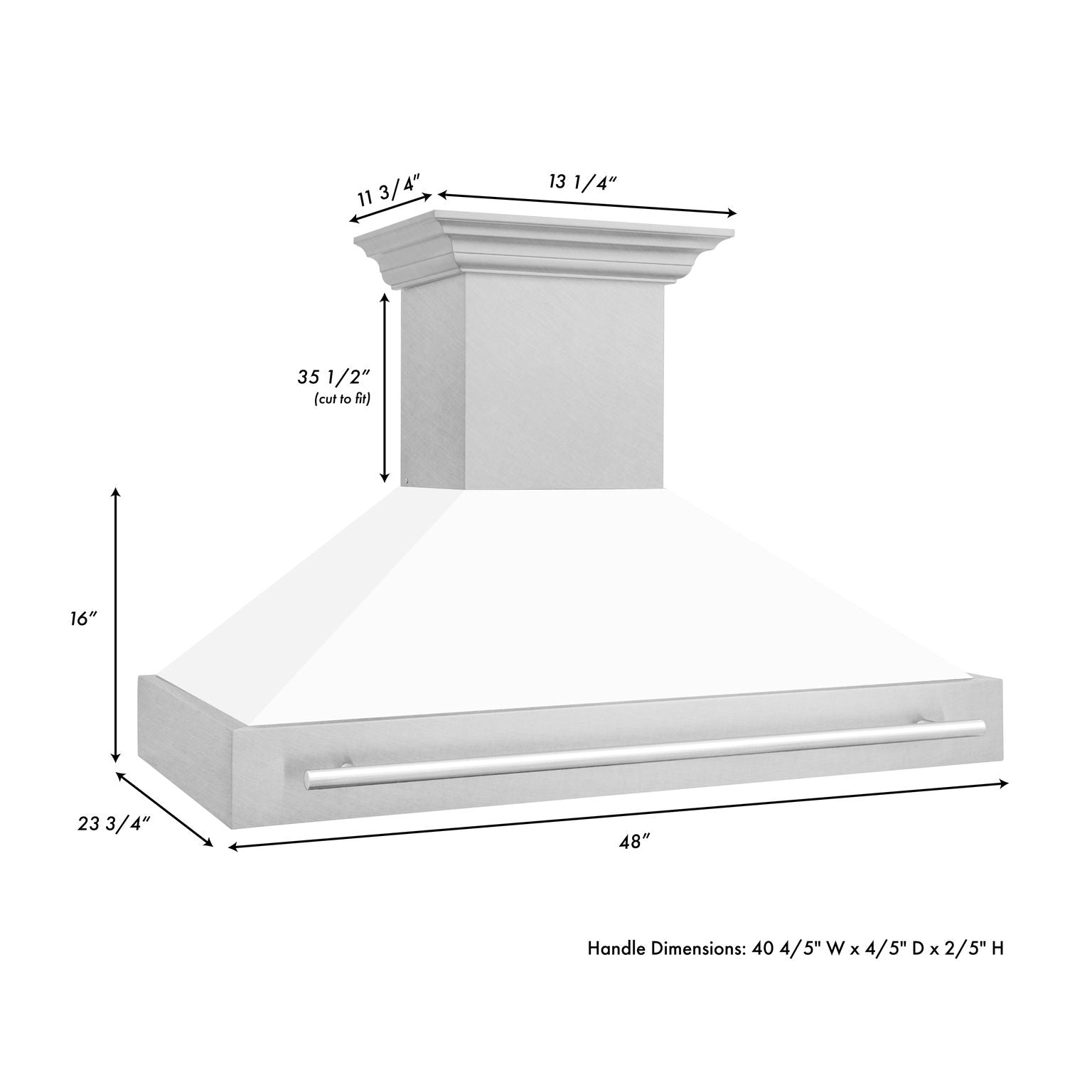 ZLINE 48 in. Wall Mount Range Hood Satin Stainless Steel White Matte Shell 700 CFM (8654SNX-WM-48)