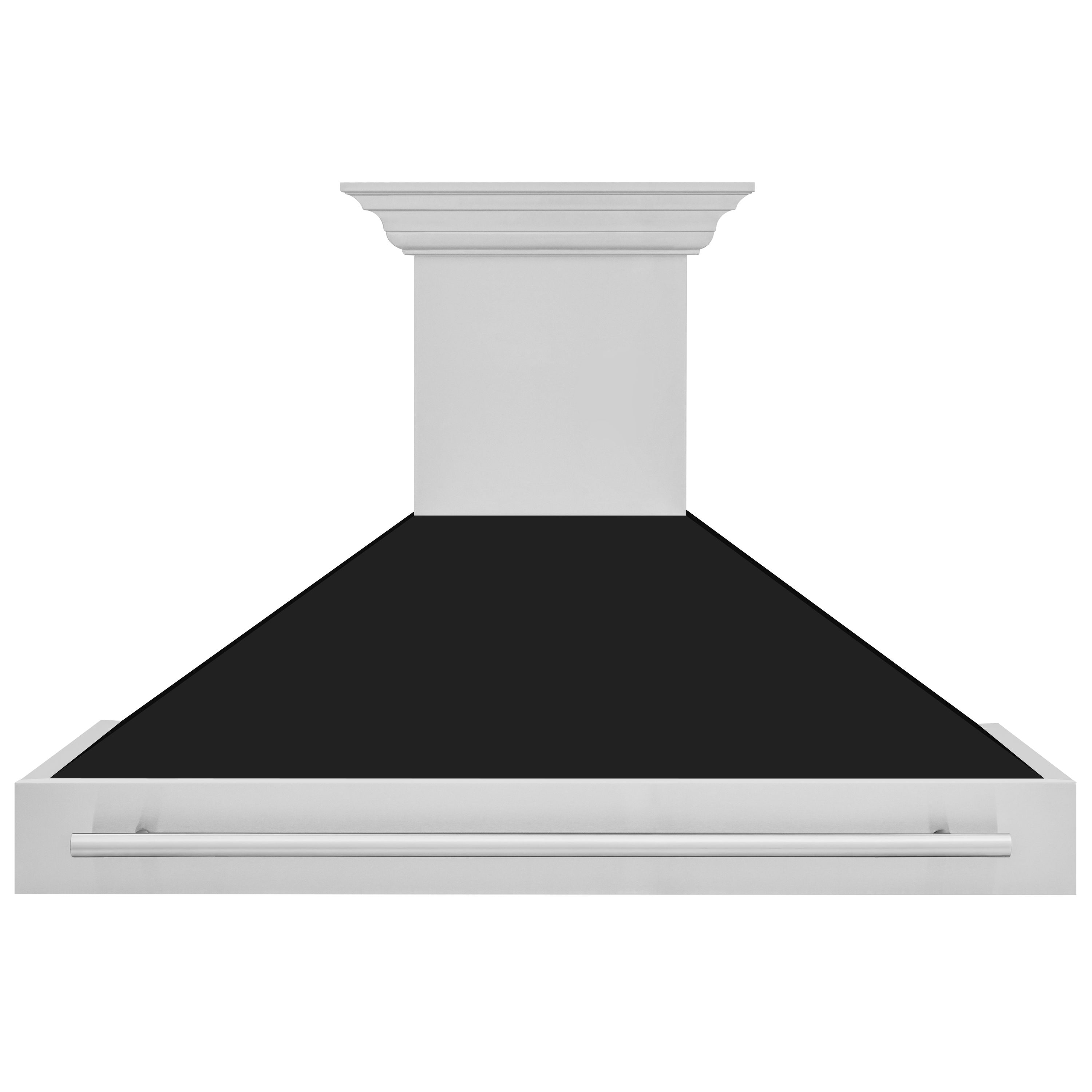 ZLINE 48 in. Wall Mount Range Hood Stainless Steel Black Matte Shell Stainless Steel Handle (8654STX-BLM-48)