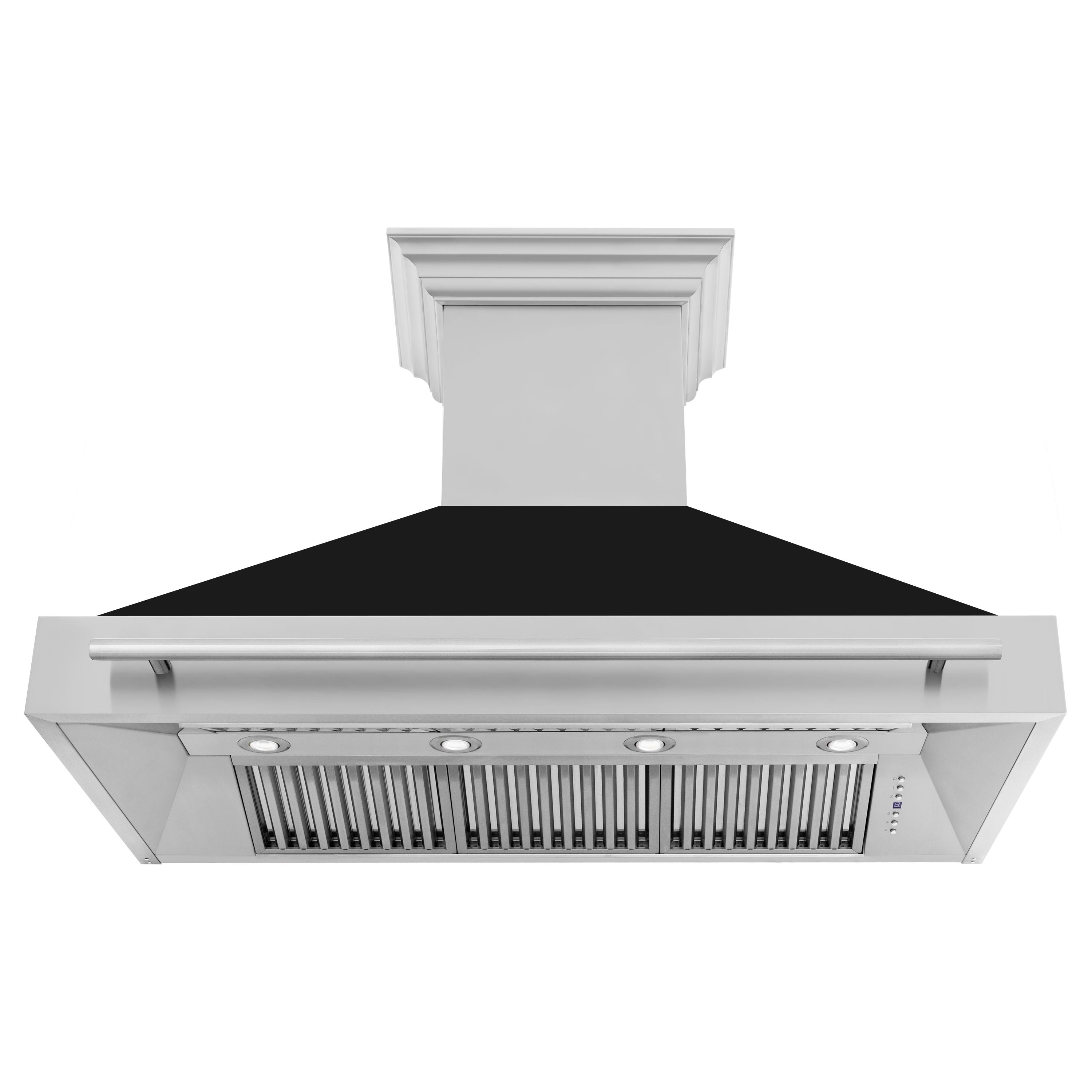 ZLINE 48 in. Wall Mount Range Hood Stainless Steel Black Matte Shell Stainless Steel Handle (8654STX-BLM-48)