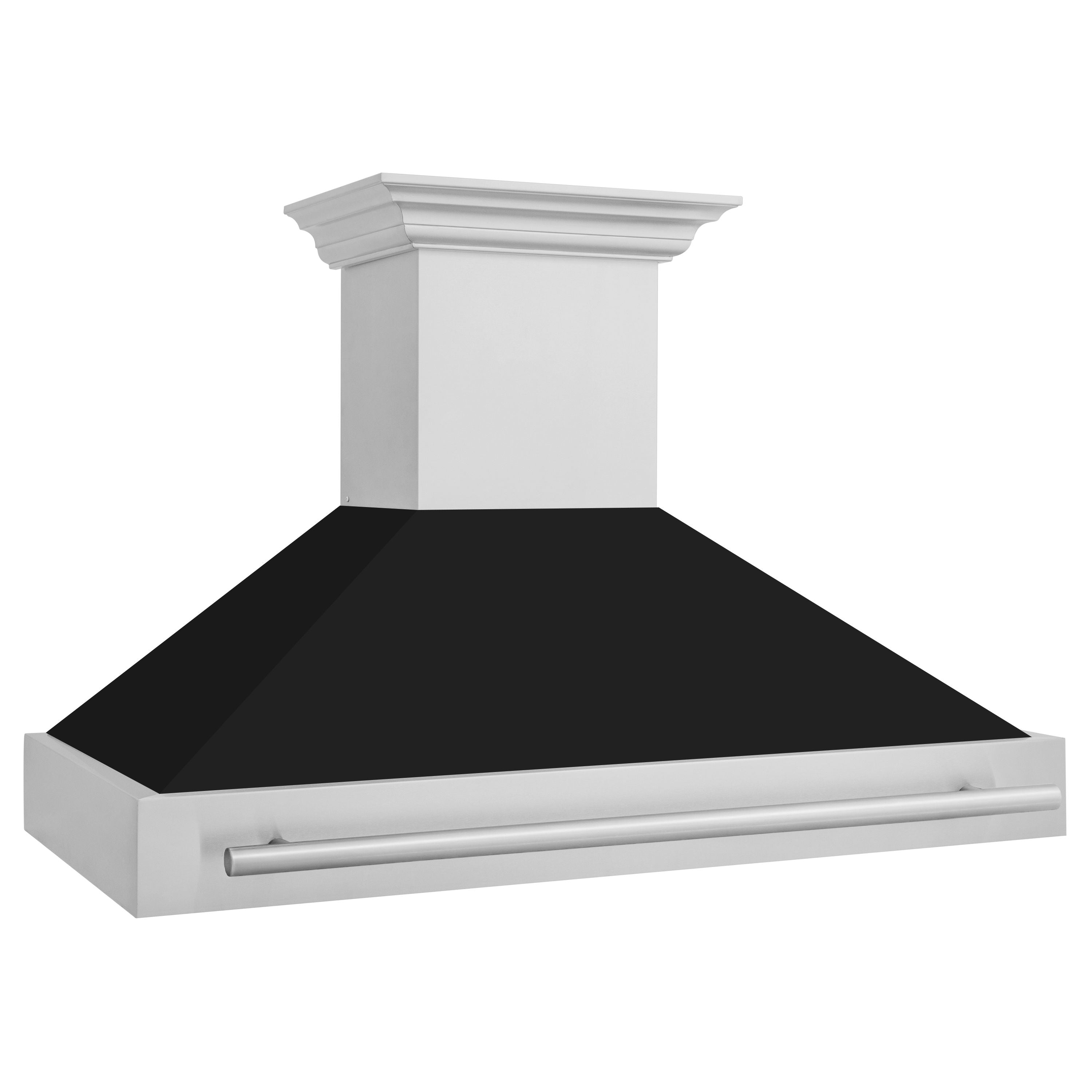 ZLINE 48 in. Wall Mount Range Hood Stainless Steel Black Matte Shell Stainless Steel Handle (8654STX-BLM-48)