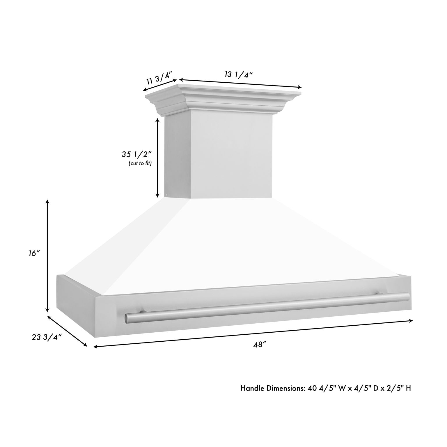 ZLINE 48 in. Wall Mount Range Hood Stainless Steel White Matte Shell 4-Speed 400 CFM (8654STX-WM-48)