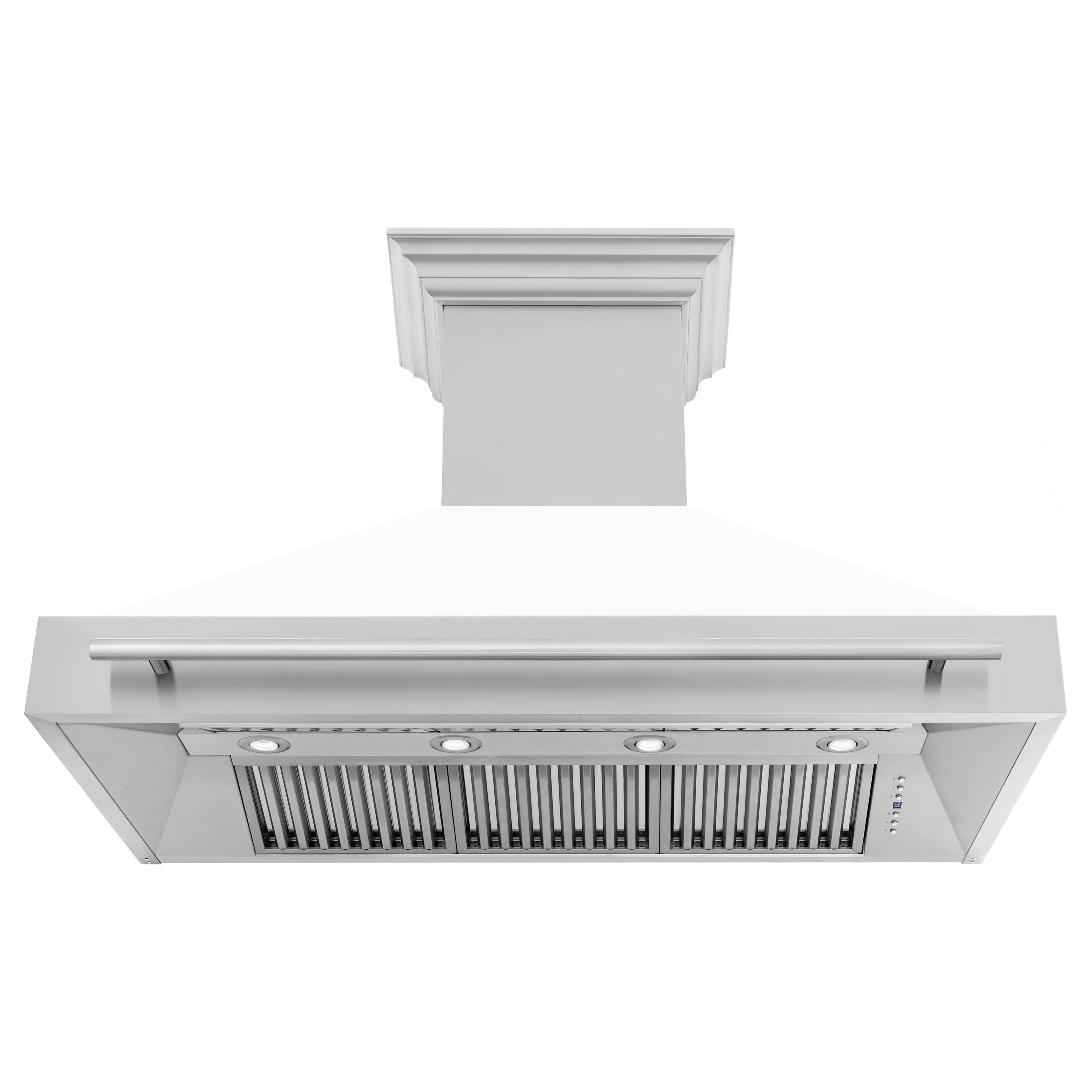 ZLINE 48 in. Wall Mount Range Hood Stainless Steel White Matte Shell 4-Speed 400 CFM (8654STX-WM-48)