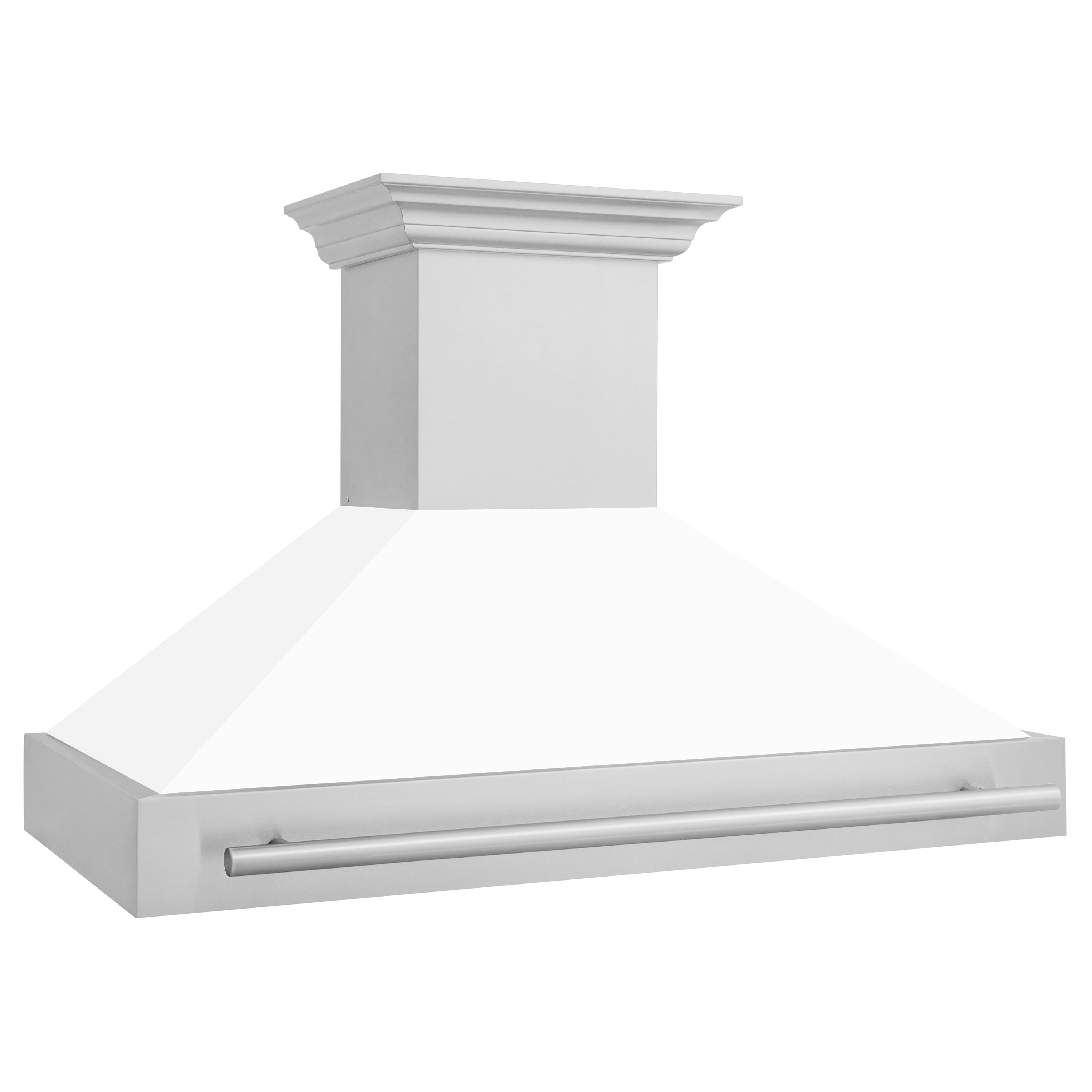 ZLINE 48 in. Wall Mount Range Hood Stainless Steel White Matte Shell 4-Speed 400 CFM (8654STX-WM-48)