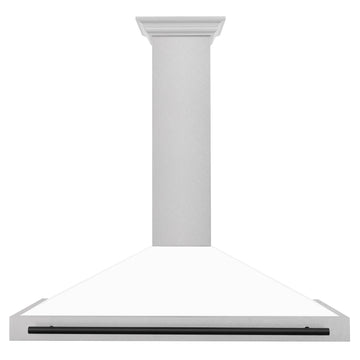 ZLINE 48 in. Wall Mount Range Hood Convertible Satin Stainless Steel White Matte Matte Black Handle (KB4SNZ-WM48-MB)