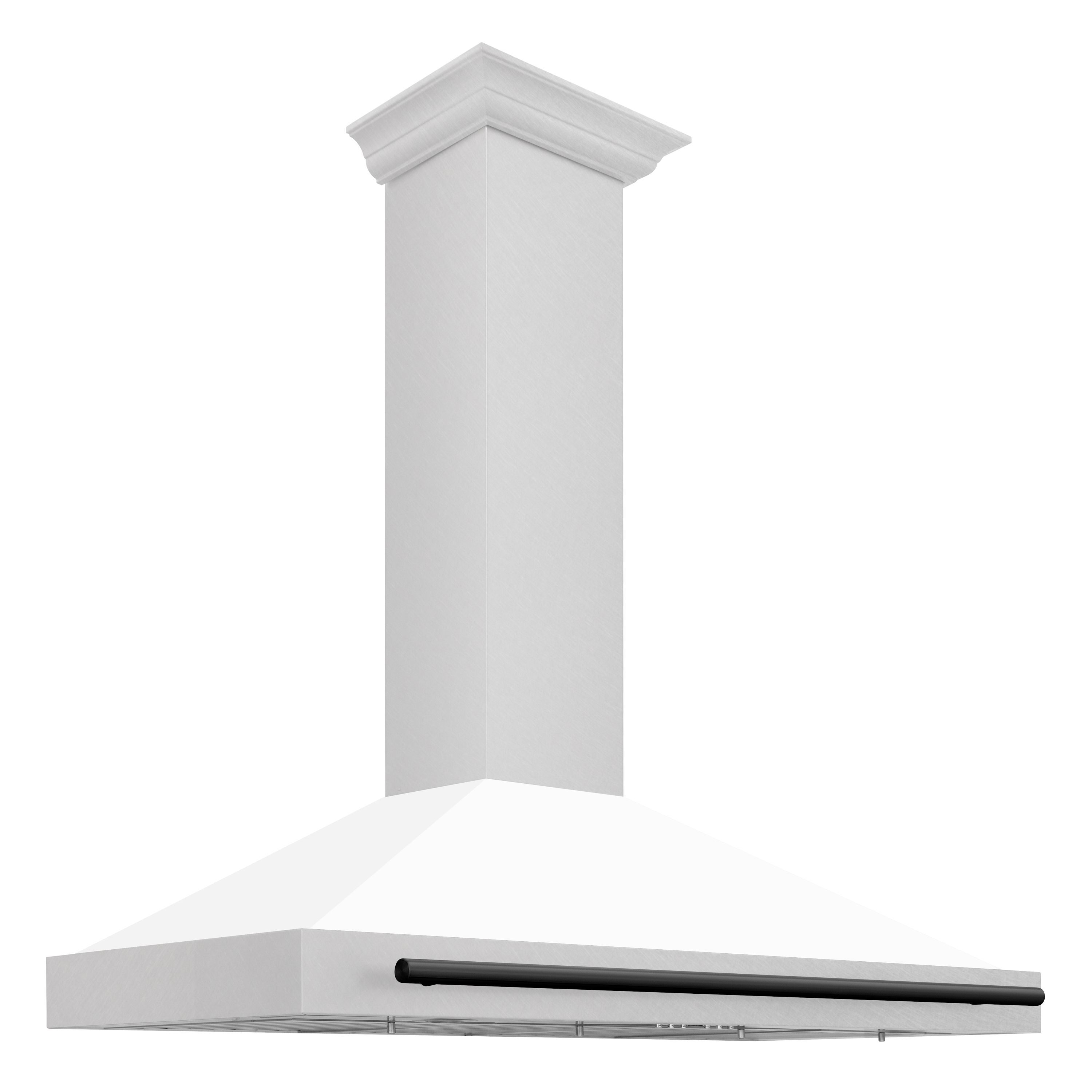 ZLINE 48 in. Wall Mount Range Hood Convertible Satin Stainless Steel White Matte Matte Black Handle (KB4SNZ-WM48-MB)