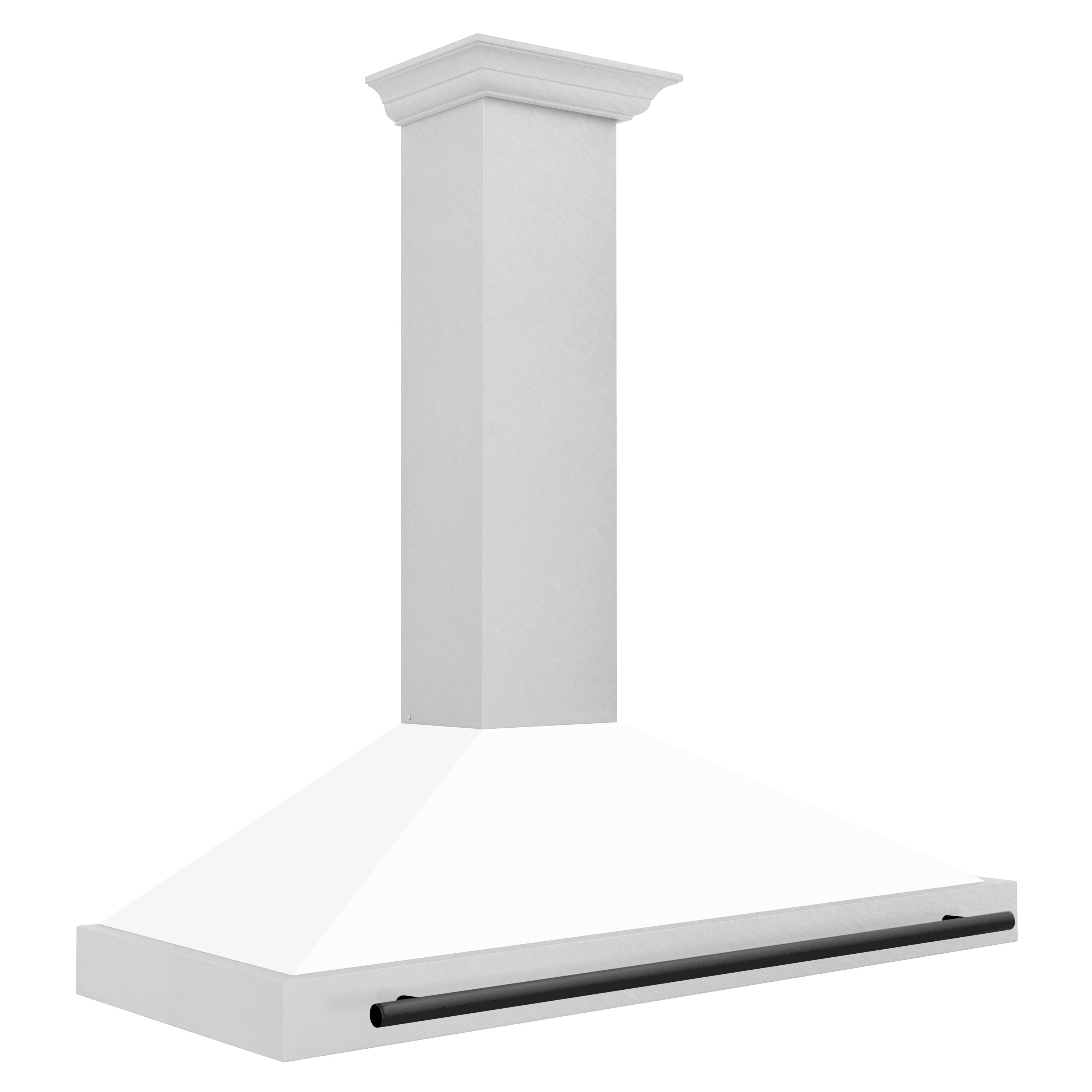 ZLINE 48 in. Wall Mount Range Hood Convertible Satin Stainless Steel White Matte Matte Black Handle (KB4SNZ-WM48-MB)