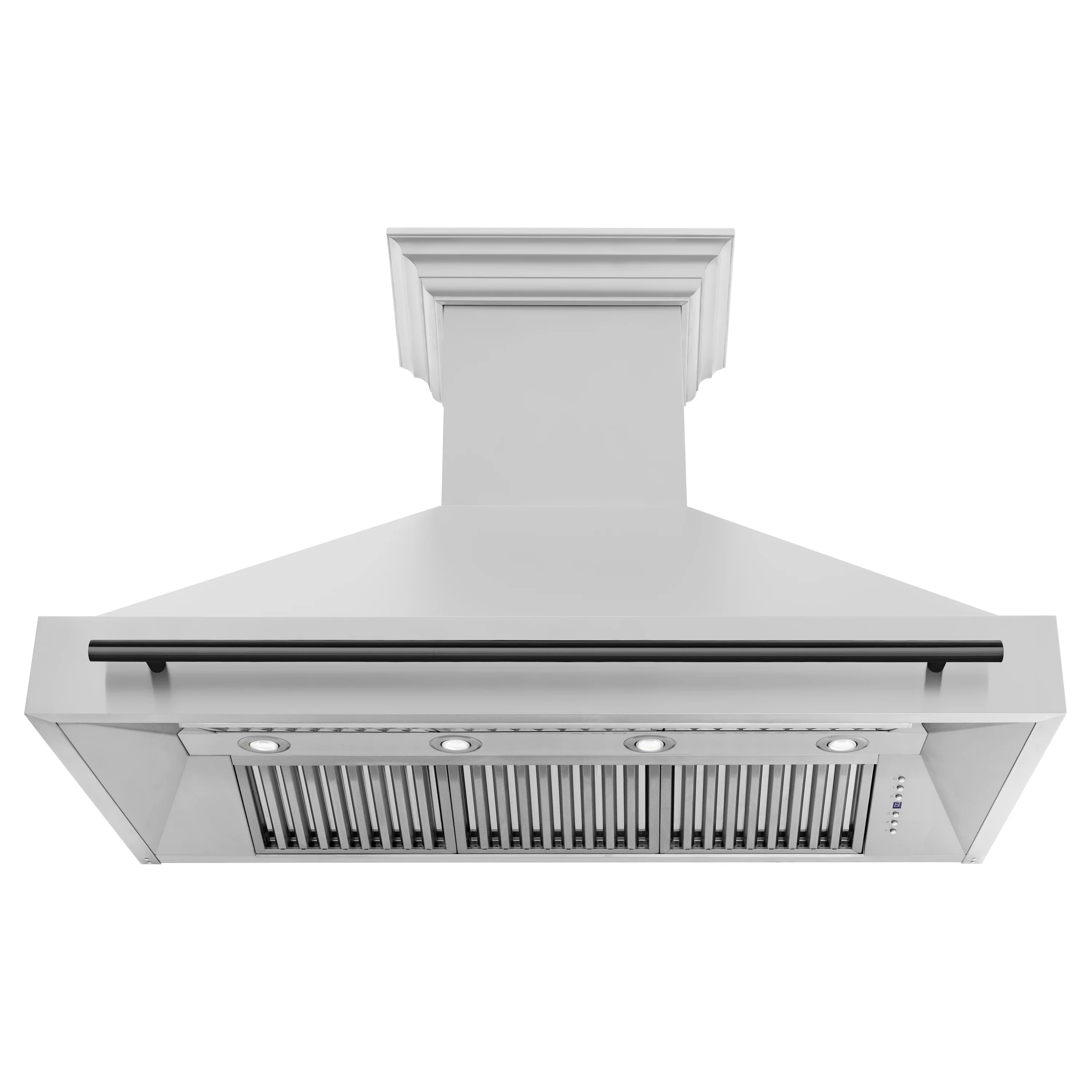 ZLINE 48 Inch Wall Mount Range Hood Stainless Steel Matte Black Handle 8654STZ-48-MB