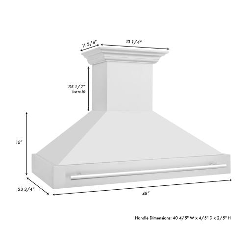ZLINE 48 in. Wall Mount Range Hood Stainless Steel 400 CFM Stainless Steel Handle (8654STX-48)