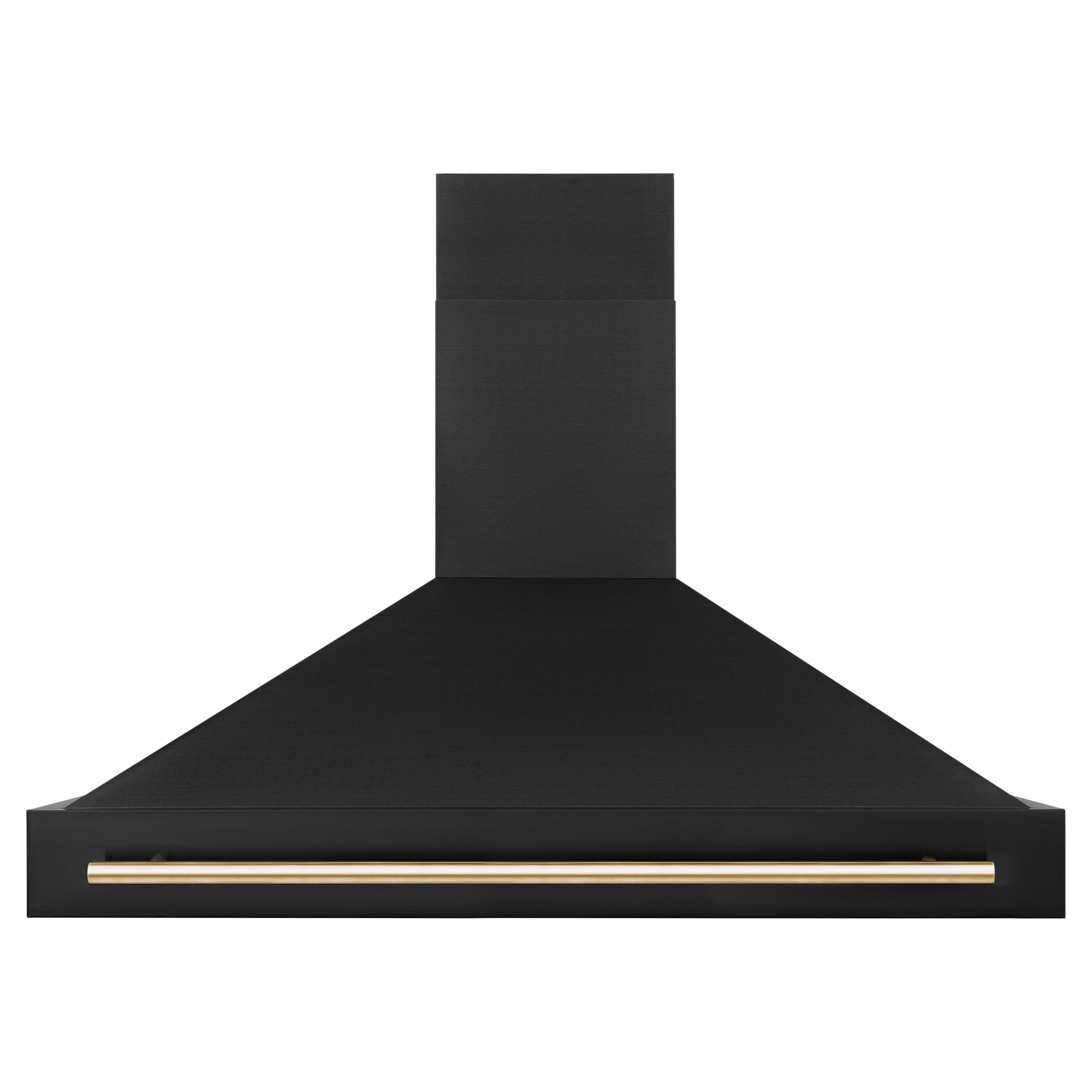 ZLINE 48 in. Wall Mount Range Hood Black Stainless Steel Gold Handle 400 CFM (BS655Z-48-G)