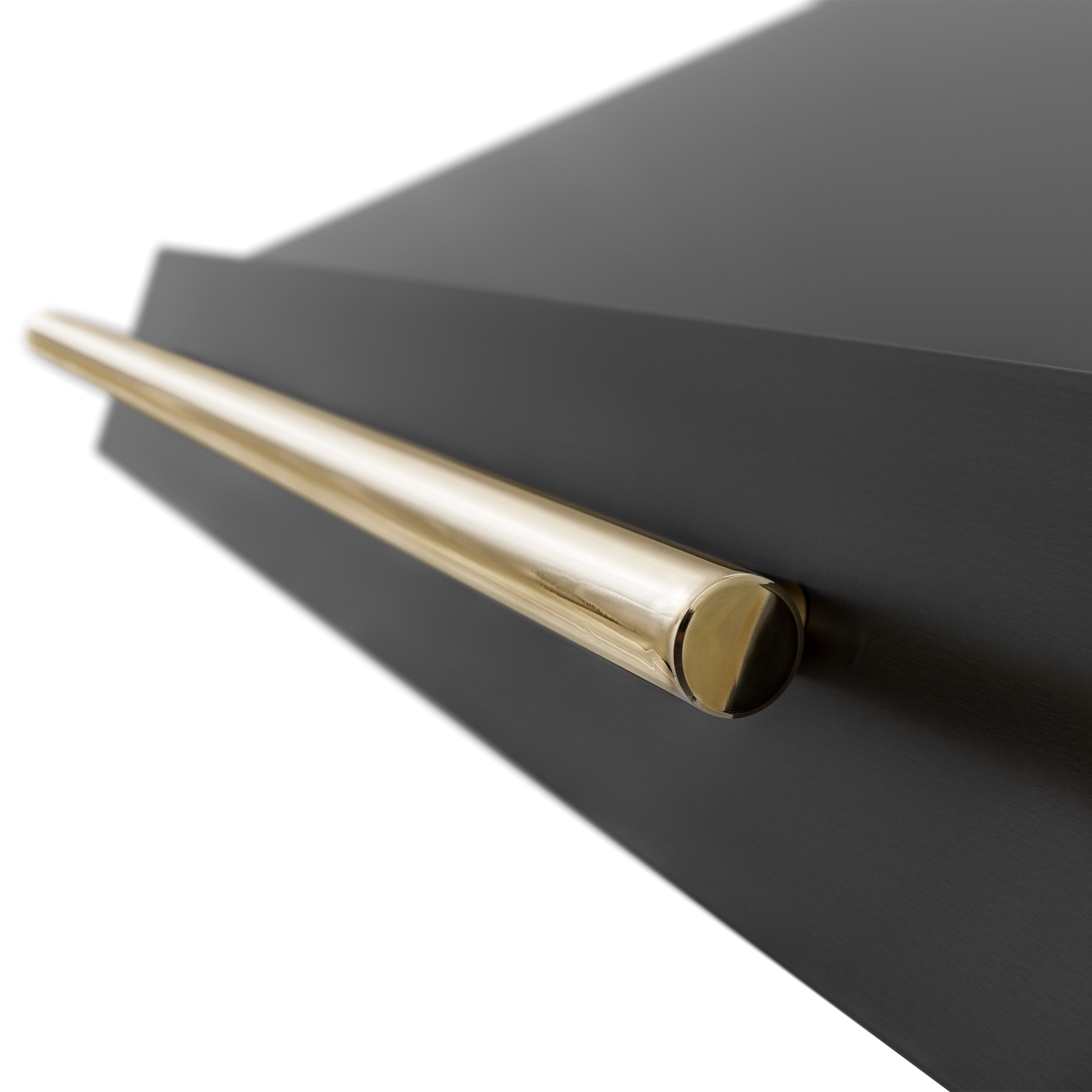 ZLINE 48 in. Wall Mount Range Hood Black Stainless Steel Gold Handle 400 CFM (BS655Z-48-G)