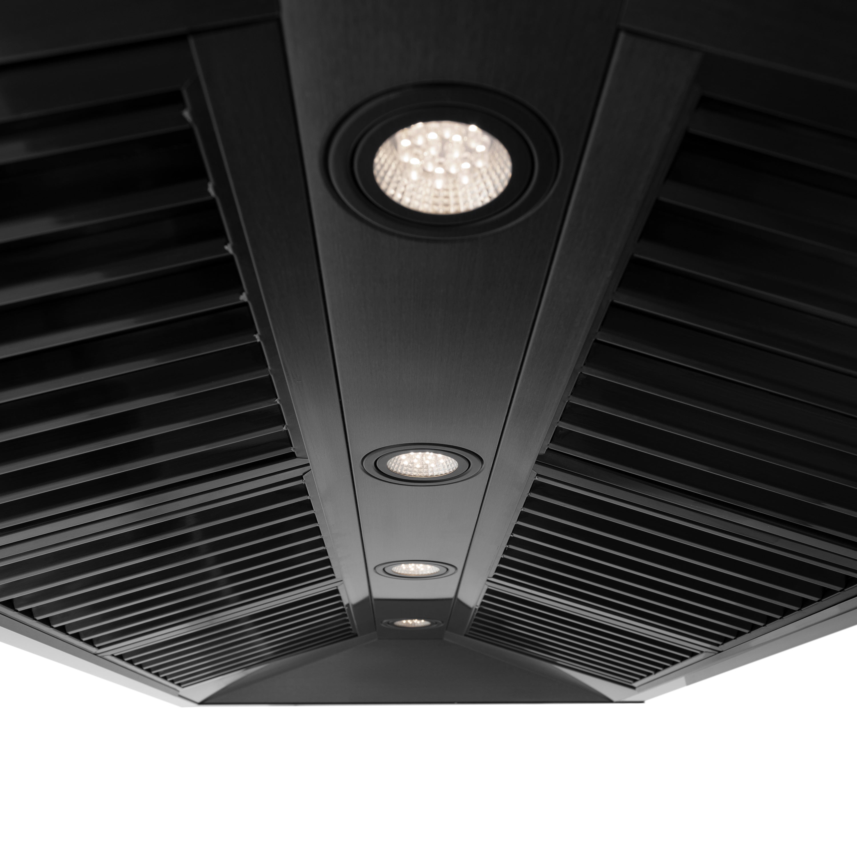 ZLINE 48 in. Wall Mount Range Hood Black Stainless Steel Gold Handle 400 CFM (BS655Z-48-G)