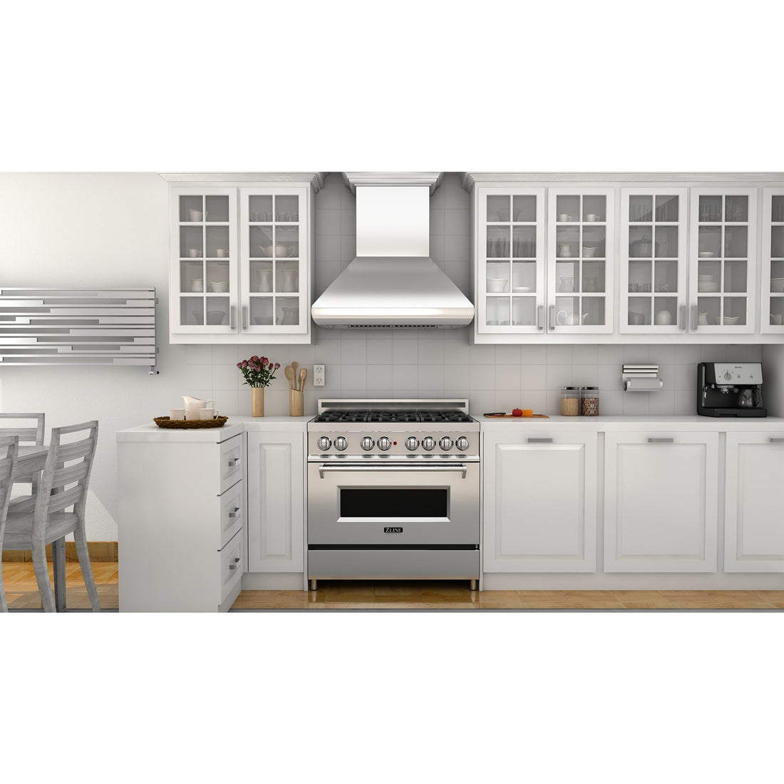 ZLINE 48 in Wall Mount Range Hood Convertible Vent Stainless Steel Crown Molding 587CRN-48