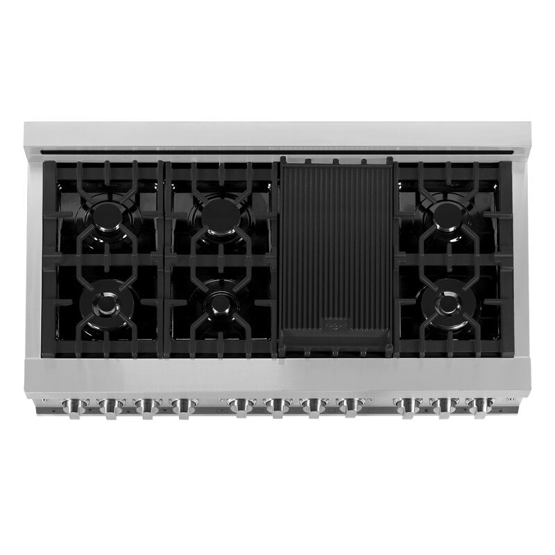 ZLINE 48-Inch Professional Dual Fuel Range with Gas Cooktop and Electric Convection Oven in Stainless Steel (RA48)