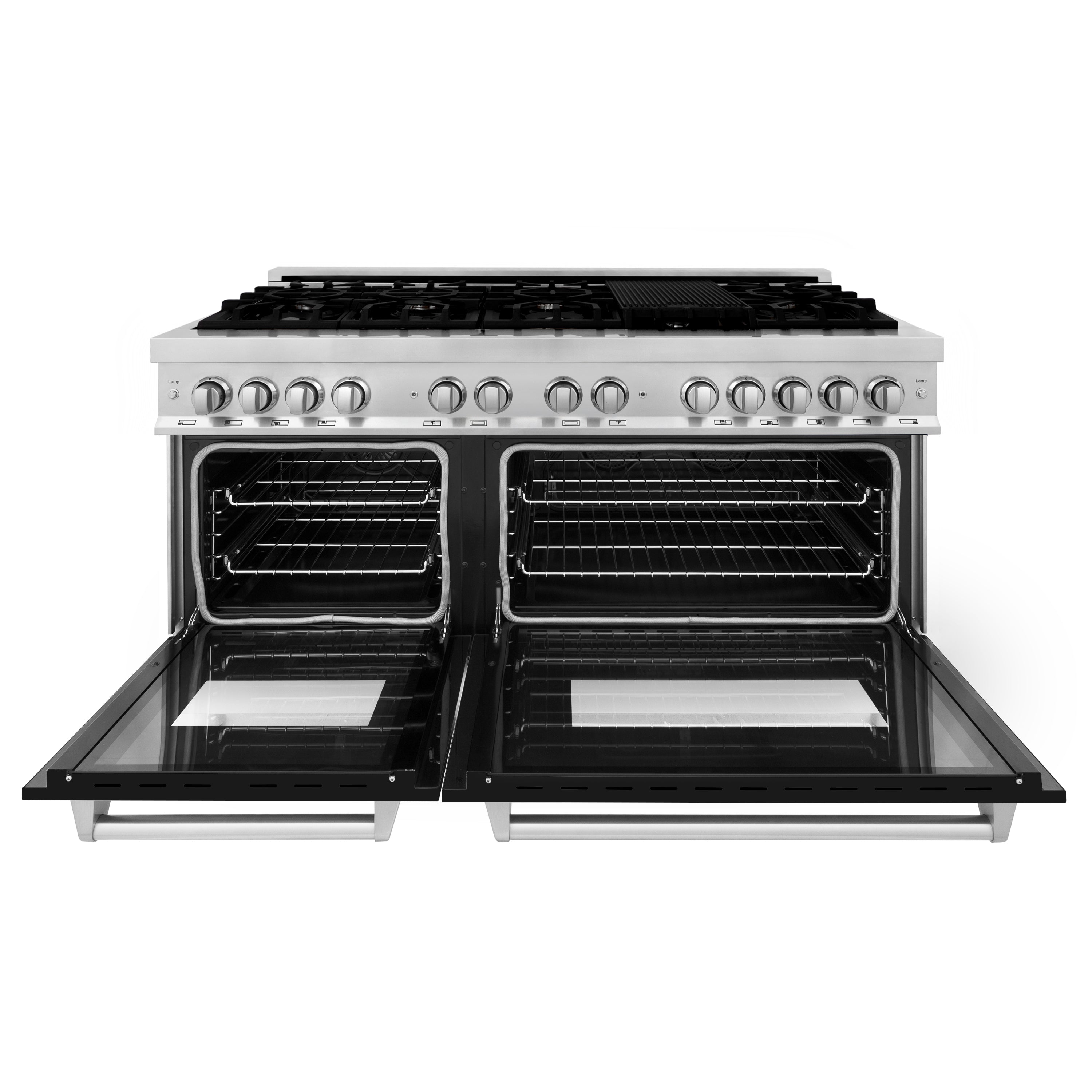ZLINE 60-Inch Dual Fuel Professional Range with Gas Cooktop and Electric Convection Oven in Stainless Steel with Black Matte Door (RA-BLM-60)