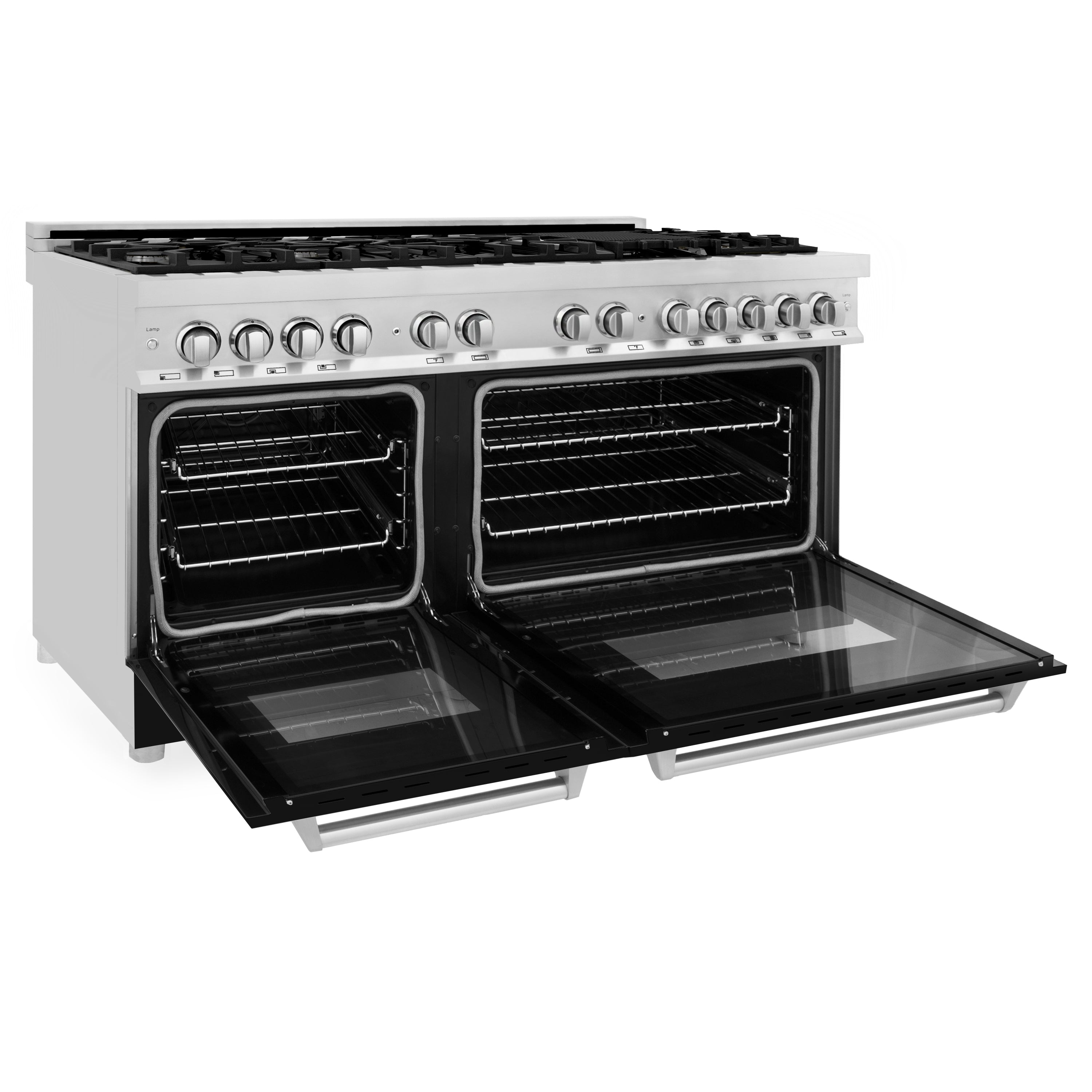 ZLINE 60-Inch Dual Fuel Professional Range with Gas Cooktop and Electric Convection Oven in Stainless Steel with Black Matte Door (RA-BLM-60)