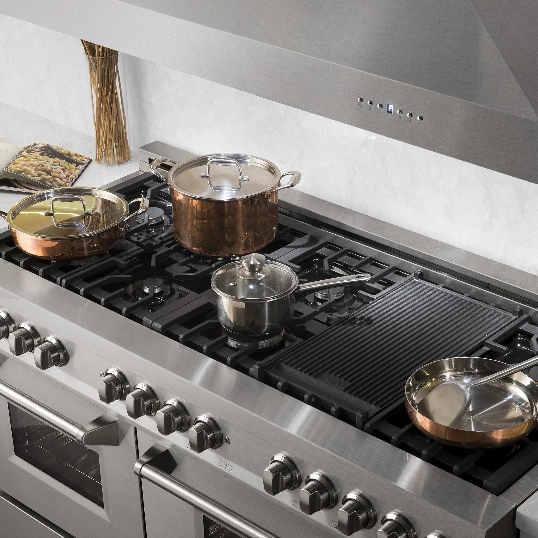 ZLINE 60 in. Legacy Dual Fuel Range, 7.4 cu. ft., 9 Burner Gas Cooktop, 2 Electric Convection Ovens, Stainless Steel with Satin Stainless Steel Doors (RA-SN-60)
