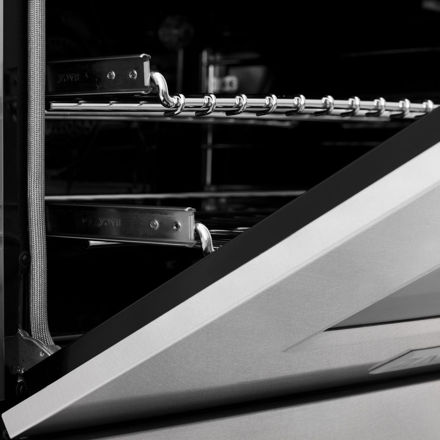 ZLINE Autograph Edition 60 in. 7.4 cu. ft. Legacy Dual Fuel Range with 9 Gas Burners and Double Electric Convection Ovens in Satin Stainless Steel with Champagne Bronze Accents (RASZ-SN-60-CB)