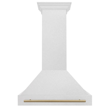 ZLINE 36 in. Wall Mount Range Hood Satin Stainless Steel 400 CFM Champagne Bronze Handle (8654SNZ-36-CB)