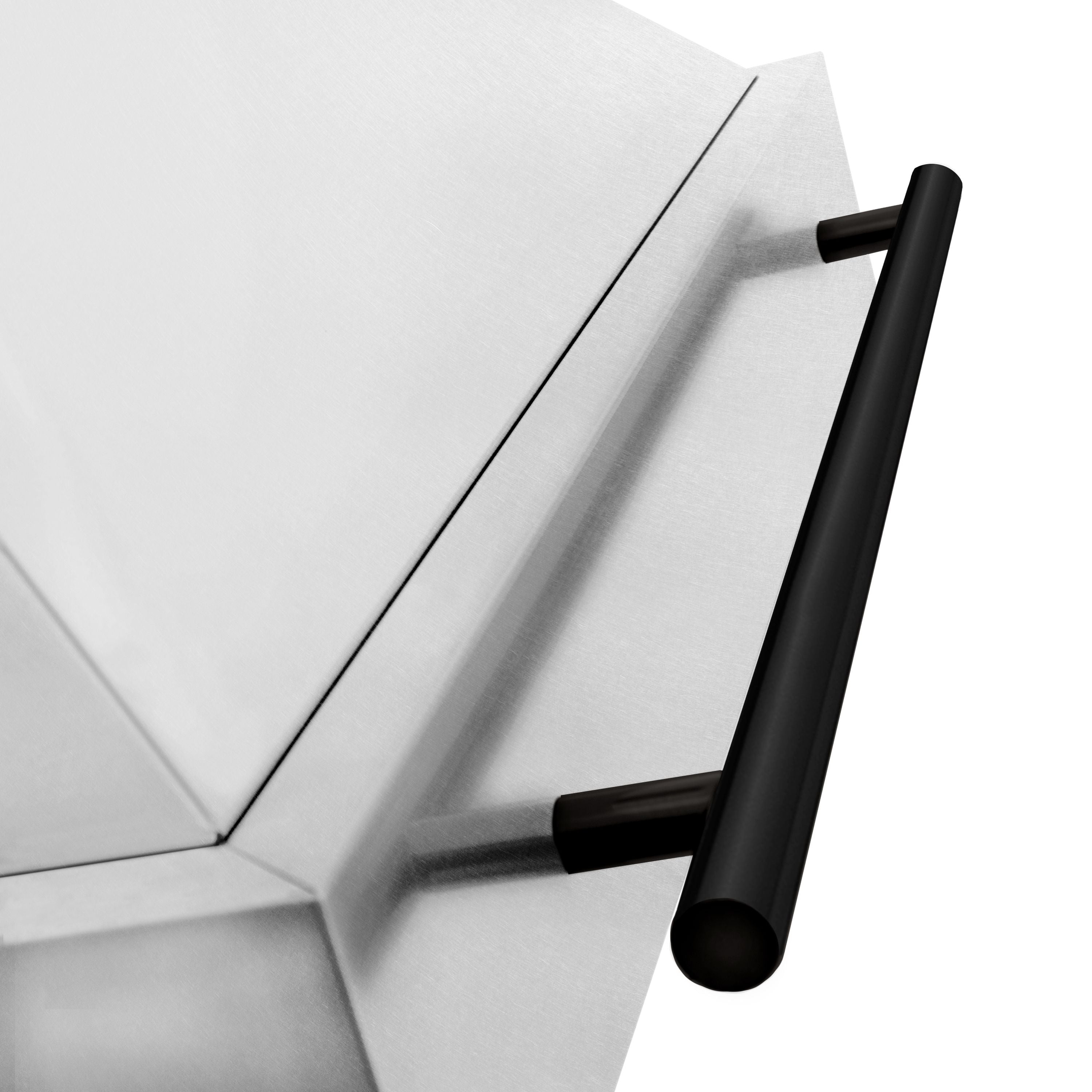 ZLINE 48 in. Wall Mount Range Hood Satin Stainless Steel 700 CFM Matte Black Handle (8654SNZ-48-MB)