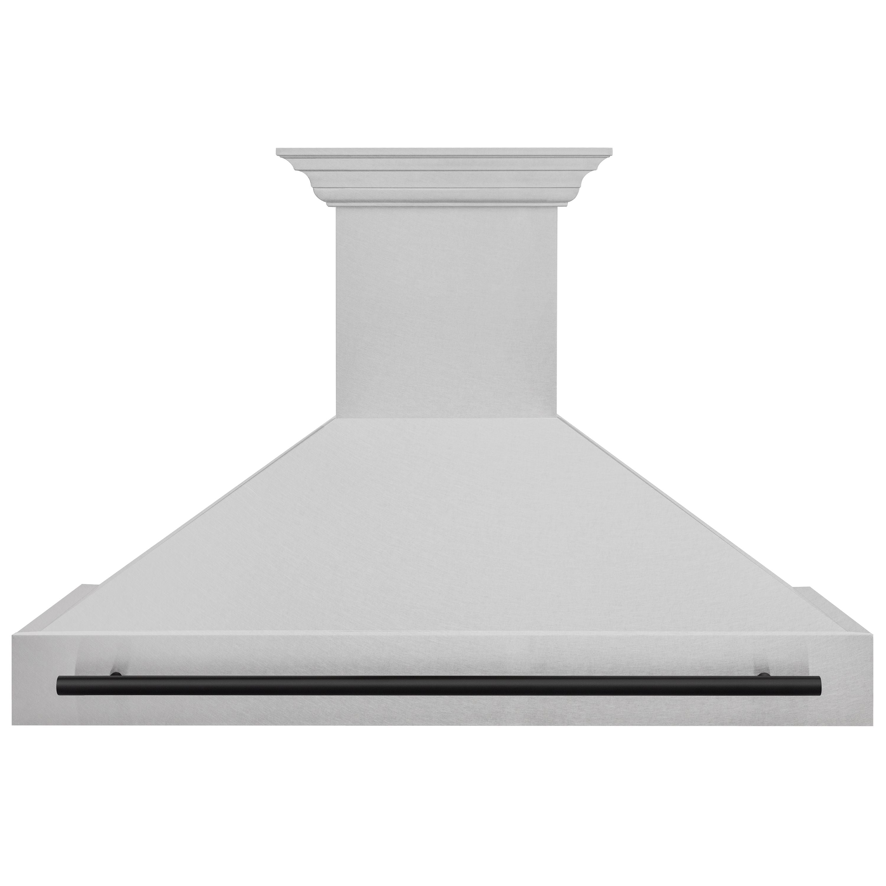 ZLINE 48 in. Wall Mount Range Hood Satin Stainless Steel 700 CFM Matte Black Handle (8654SNZ-48-MB)