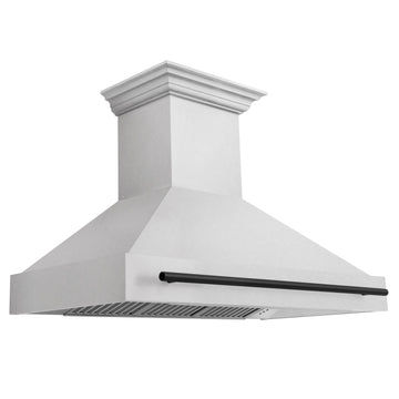 ZLINE 48 in. Wall Mount Range Hood Satin Stainless Steel 700 CFM Matte Black Handle (8654SNZ-48-MB)