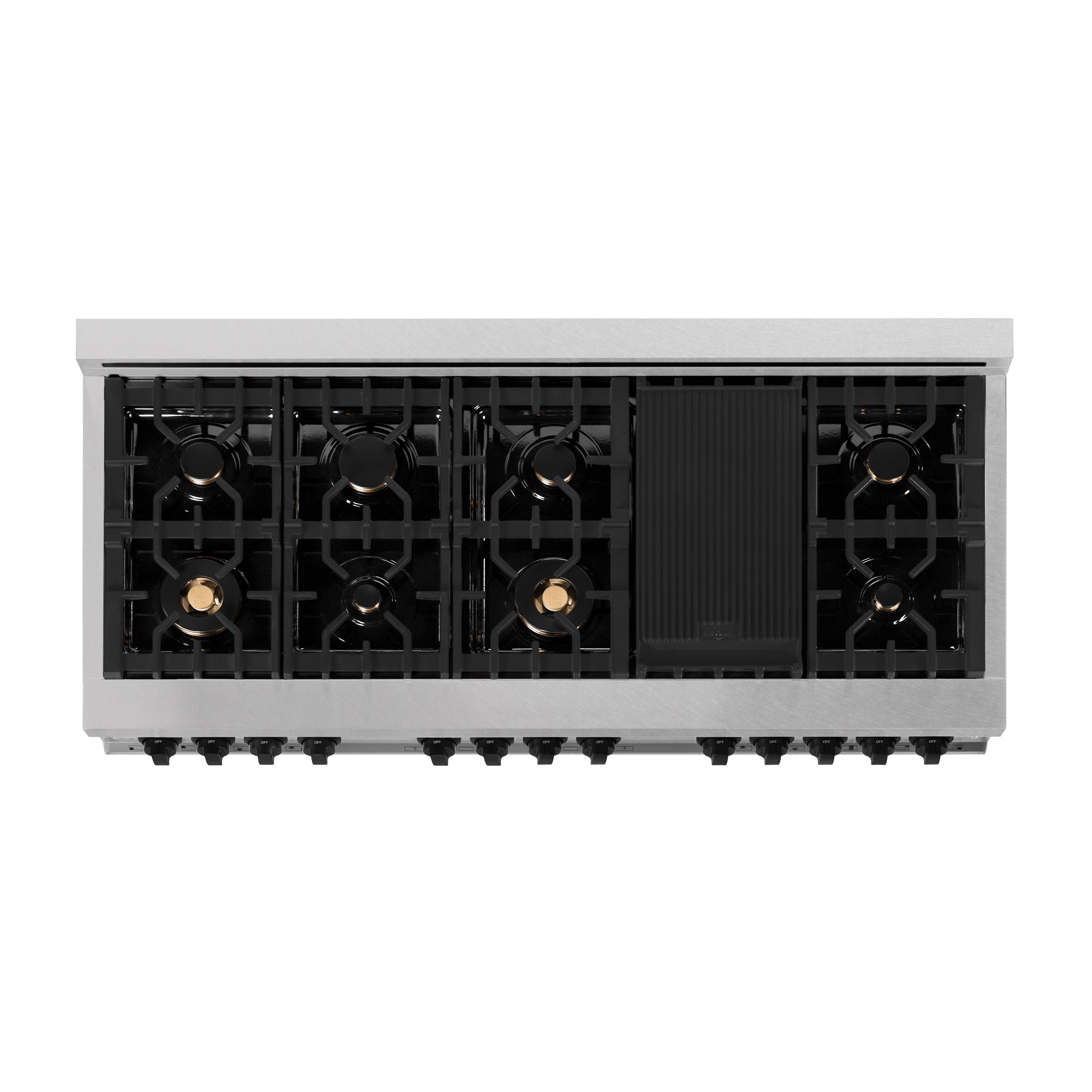 ZLINE Autograph Edition 60 in. 7.4 cu. ft. Legacy Dual Fuel Range with 9 Gas Burners and Double Electric Convection Ovens in Satin Stainless Steel with Matte Black Accents (RASZ-SN-60-MB)