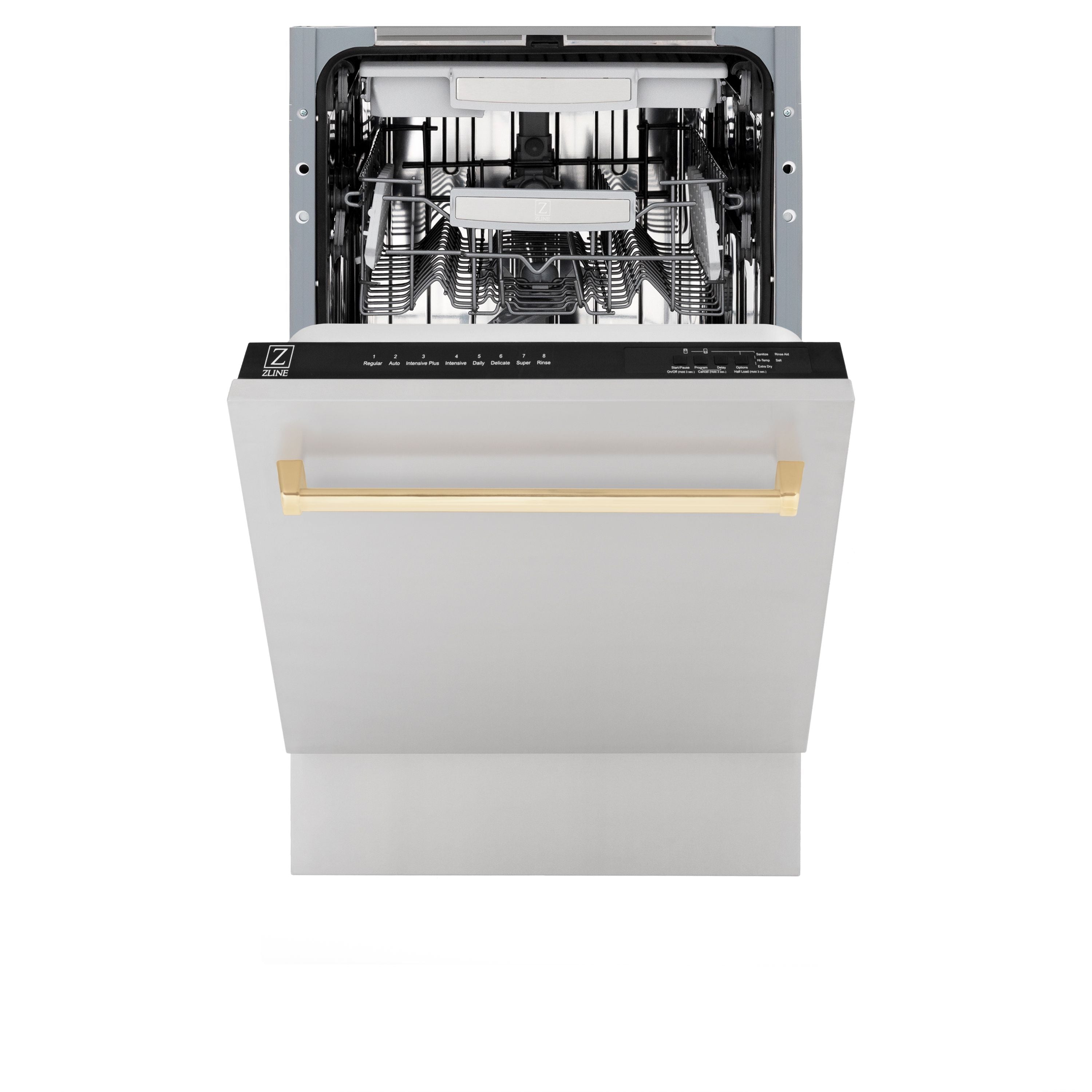 ZLINE Autograph Edition 18-Inch Stainless Steel Dishwasher with Gold Handle, Model DWVZ-304-18-G