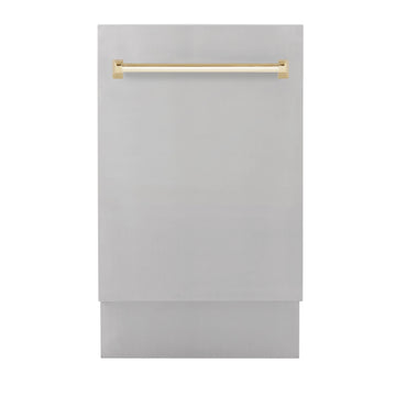 ZLINE Autograph Edition 18-Inch Stainless Steel Dishwasher with Gold Handle, Model DWVZ-304-18-G