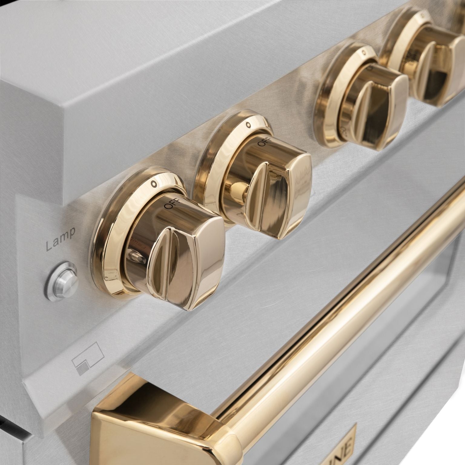 ZLINE Autograph 30 in. Legacy Dual Fuel Range, 4.0 cu. ft., 4 Burner Gas Cooktop, Electric Convection Oven, Satin Stainless Steel with Polished Gold Accents (RASZ-SN-30-G)