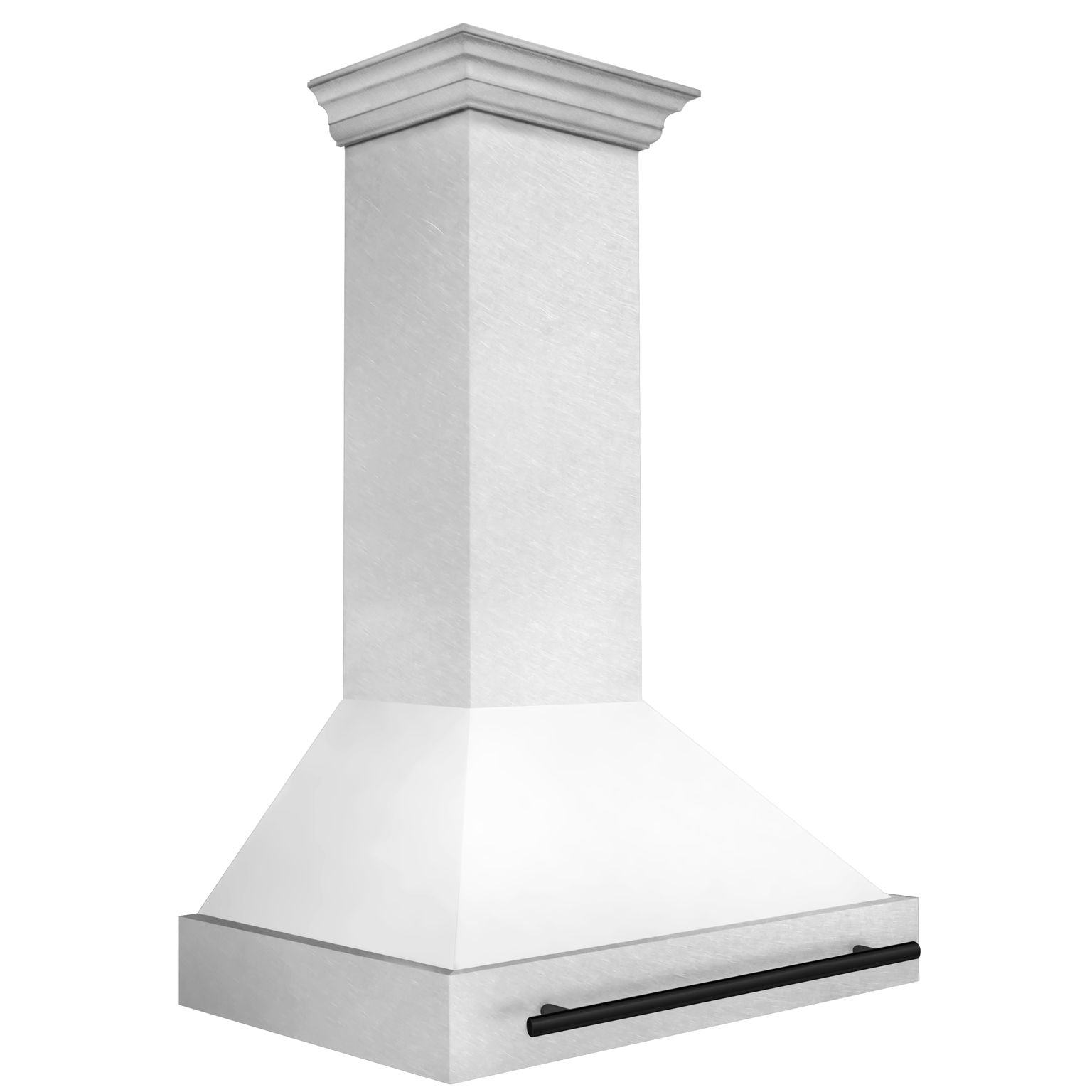 ZLINE 36 in Wall Mount Range Hood Satin Stainless Steel White Matte Shell 700 CFM Matte Black Handle (8654SNZ-WM36-MB)