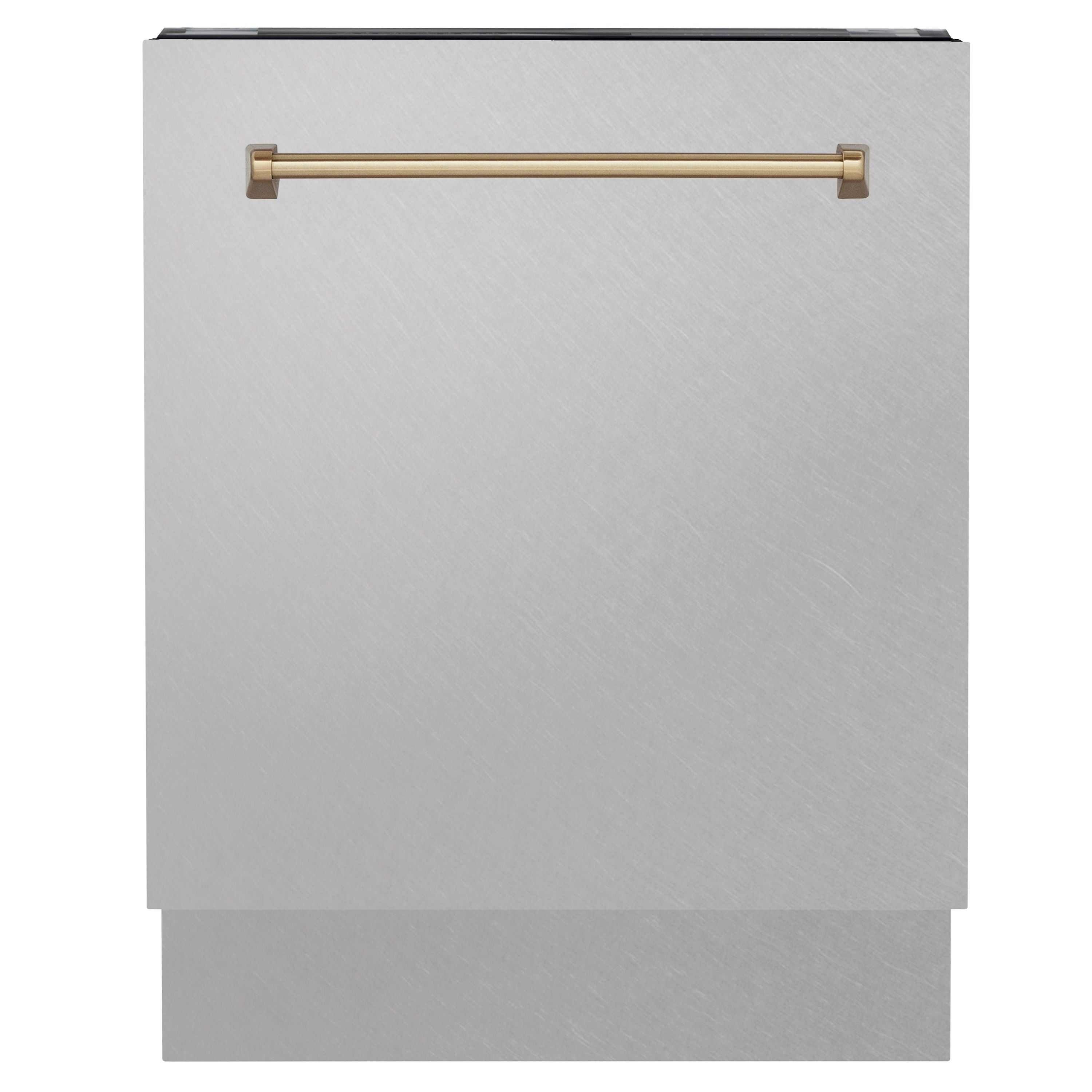 ZLINE Autograph Tallac Series 24-Inch Built-In Top Control Dishwasher with 3rd Rack, Tall Tub, Satin Stainless Steel Panel, Champagne Bronze Handle, 51 dBA, DWVZ-SN-24-CB