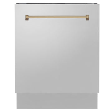 ZLINE Autograph Series 24-Inch Tall Built-In Dishwasher, Stainless Steel, Champagne Bronze Handle, DWVZ-304-24-CB