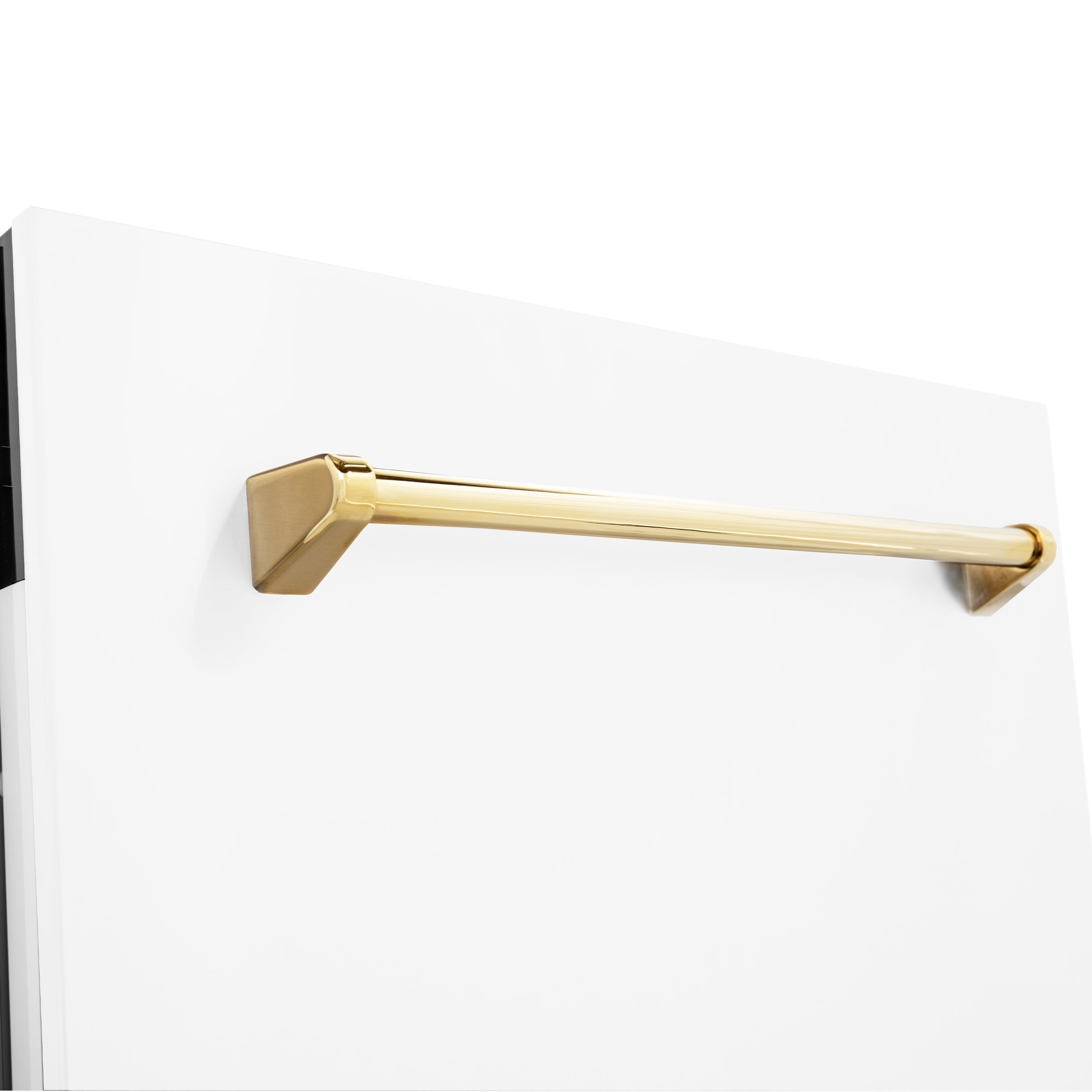 ZLINE Autograph Series 24" Tall Built-In Dishwasher, White Matte Finish, Gold Handle, Model DWVZ-WM-24-G