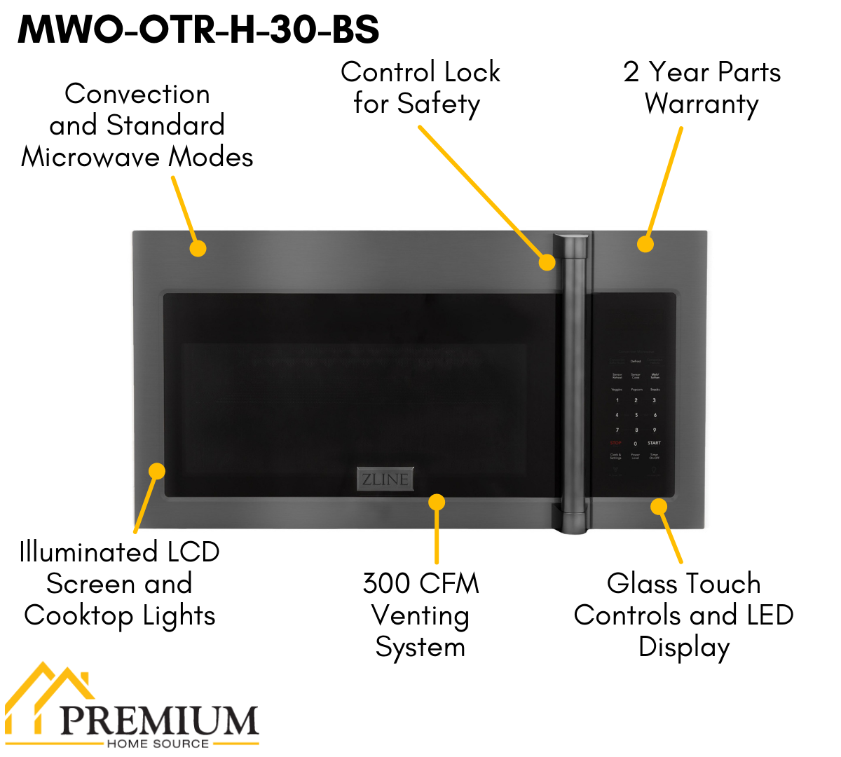 ZLINE Appliance Package - 30 in. Gas Range, Microwave, Refrigerator in Black Stainless, 3KPR-SGRBOTRH30