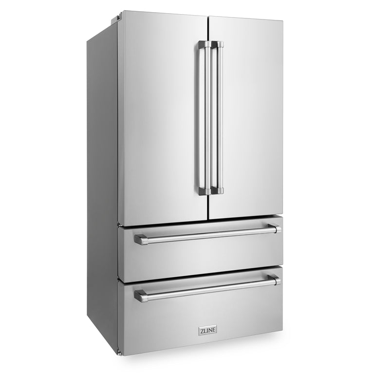 ZLINE Appliance Package - 48" Gas Range, Range Hood, 36" Refrigerator with Ice Maker, 24" Microwave Drawer and Dishwasher in Stainless Steel