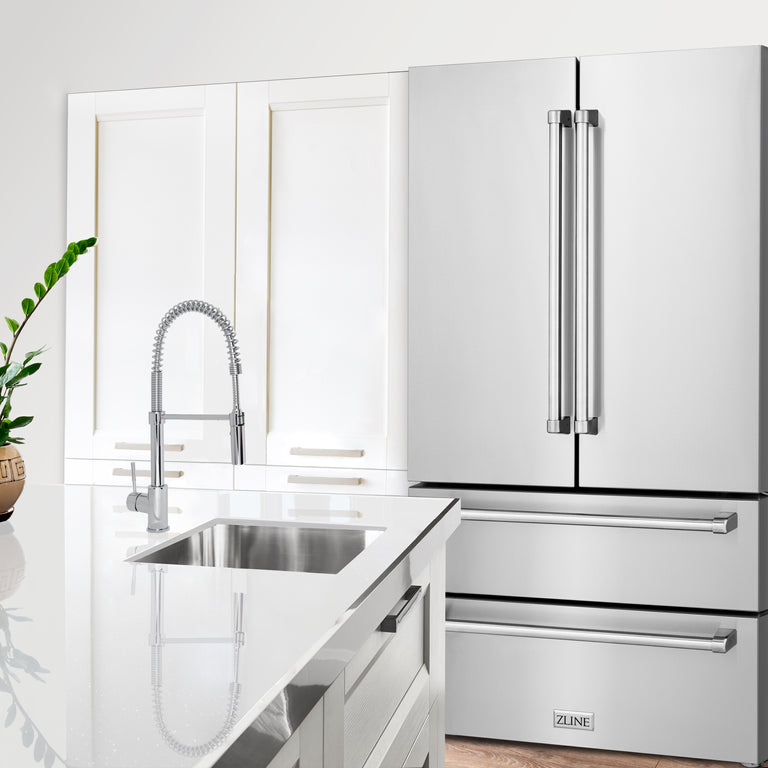 ZLINE Appliance Package - 48" Gas Range, Range Hood, Refrigerator with Ice Maker and Dishwasher, 4KPR-SGRRH48-DWV