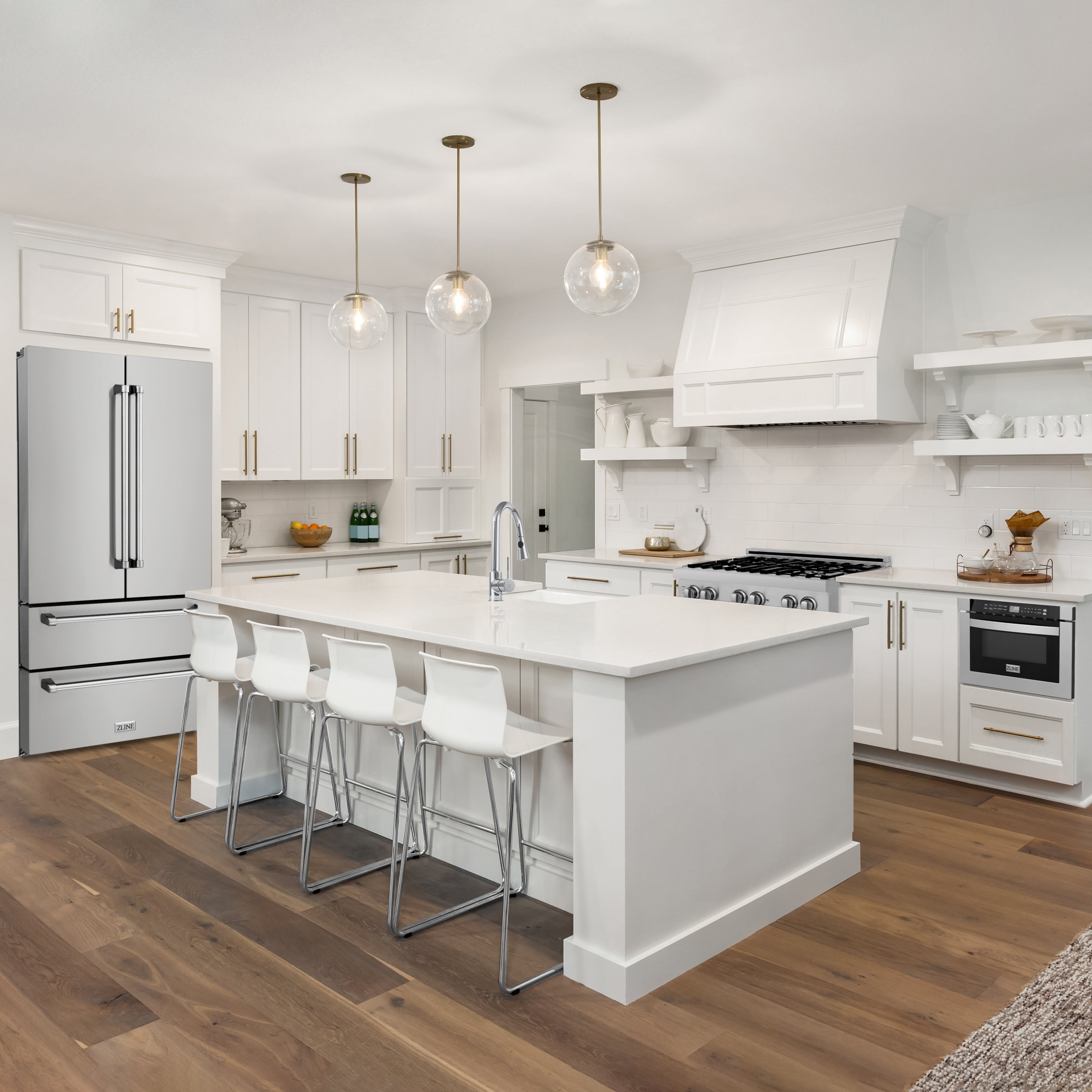 ZLINE Appliance Package - 48" Dual Fuel Range, Range Hood, Refrigerator, Microwave Drawer, Dishwasher and Wine Cooler, 6KPR-RARH48-MWDWV-RWV