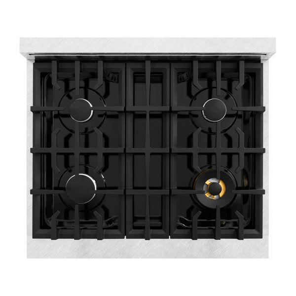 ZLINE 30 in. Dual Fuel Range 4.2 cu. ft. Gas Cooktop with 4 Burners & Electric Convection Oven Satin Stainless Steel with Black Matte Door (CDRS-BLM-30)
