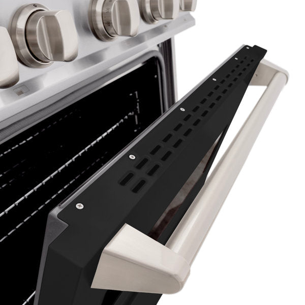 ZLINE 30 in. Gas Range 4.2 cu. ft. 4 Burners Stainless Steel with Black Matte Door, MODEL CGR-BLM-30