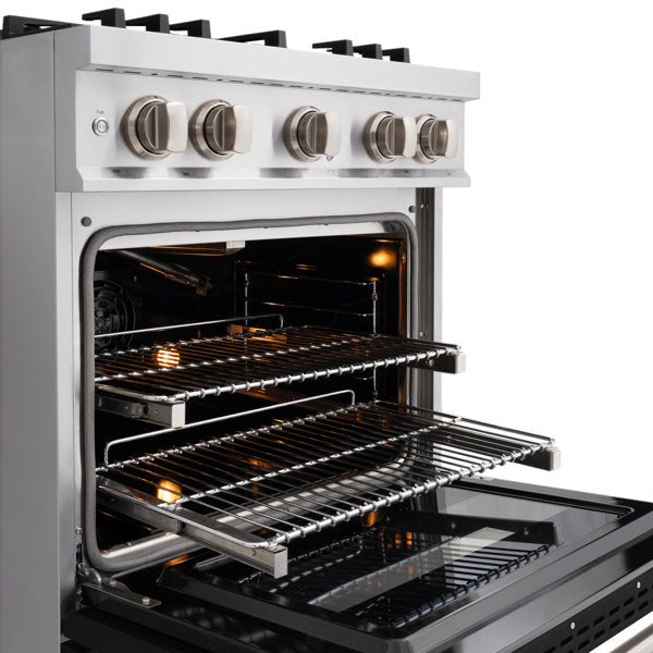 ZLINE 30 in. Gas Range 4.2 cu. ft. 4 Burners Stainless Steel with Black Matte Door, MODEL CGR-BLM-30